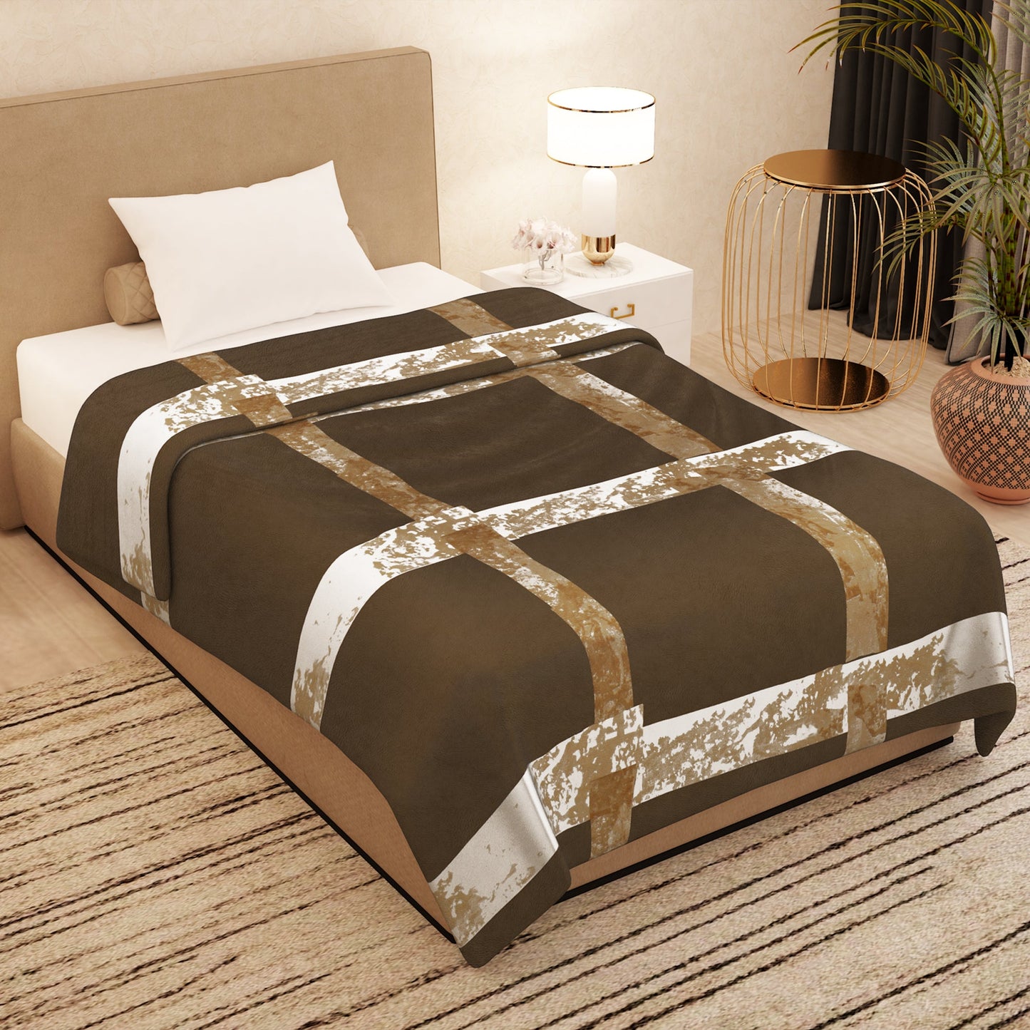 BLANKET BLAZE SINGLE Brown Single Size Blaze Blanket