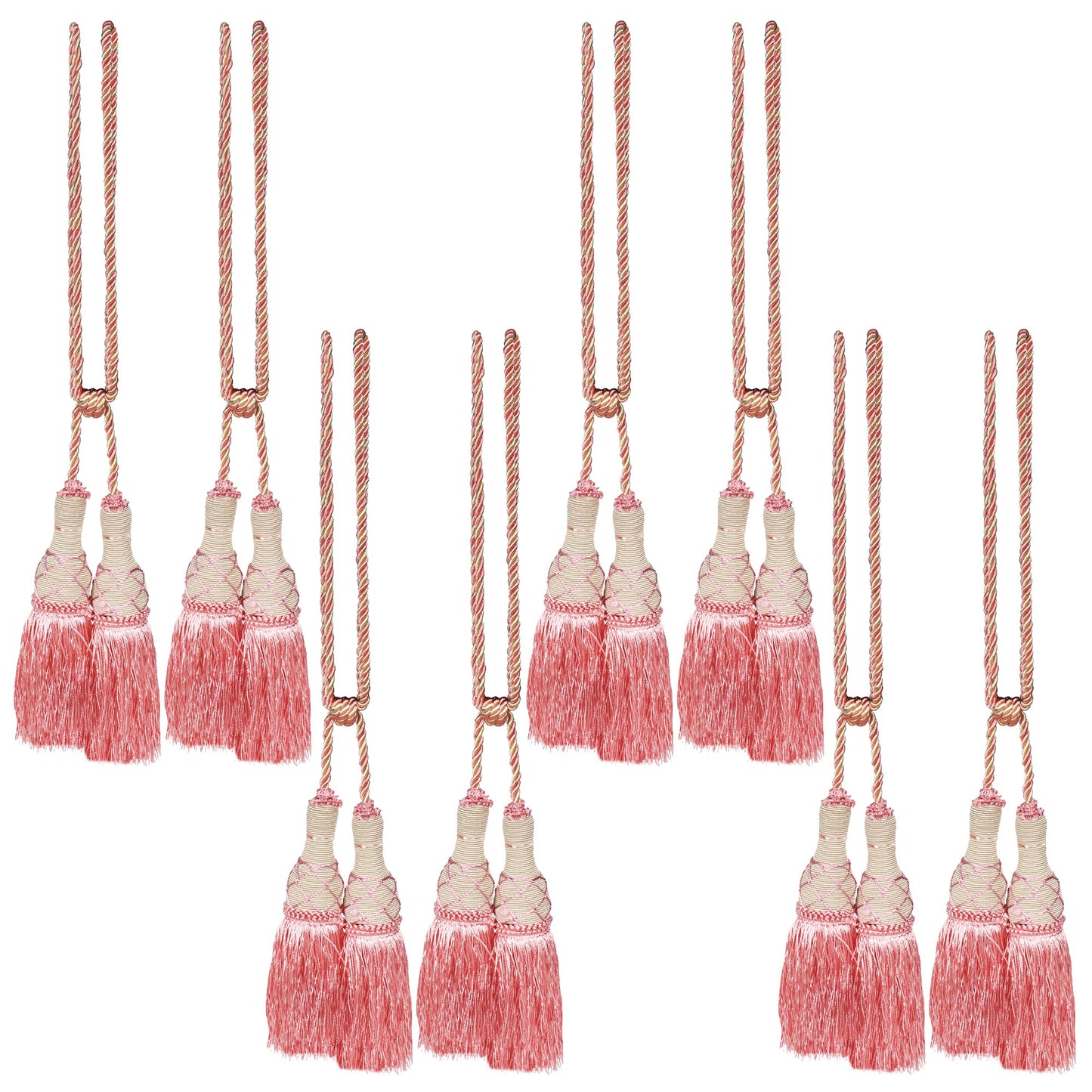 Set Of 4 Home Decorative Braided Tassel Rope Tiebacks