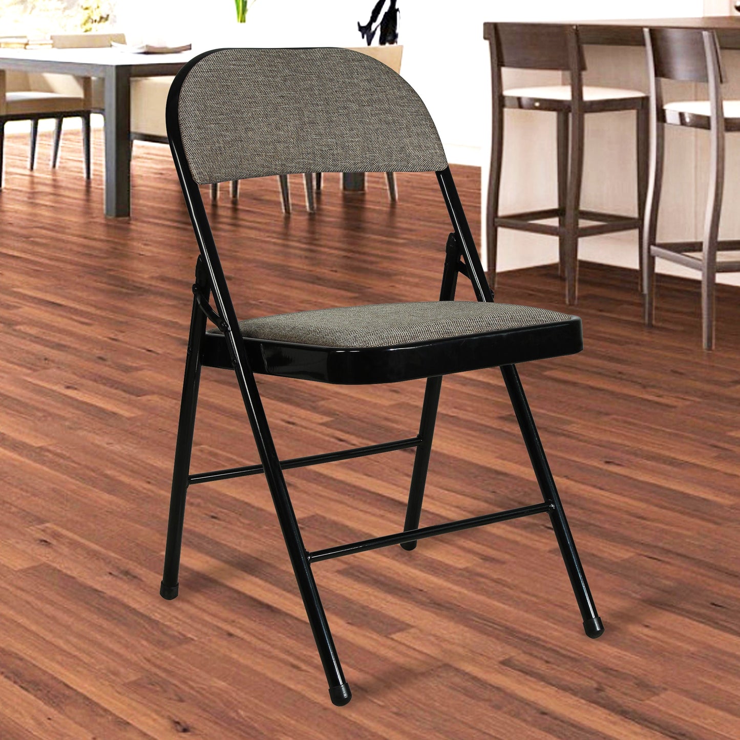Folding Padded Grey Metal Chair