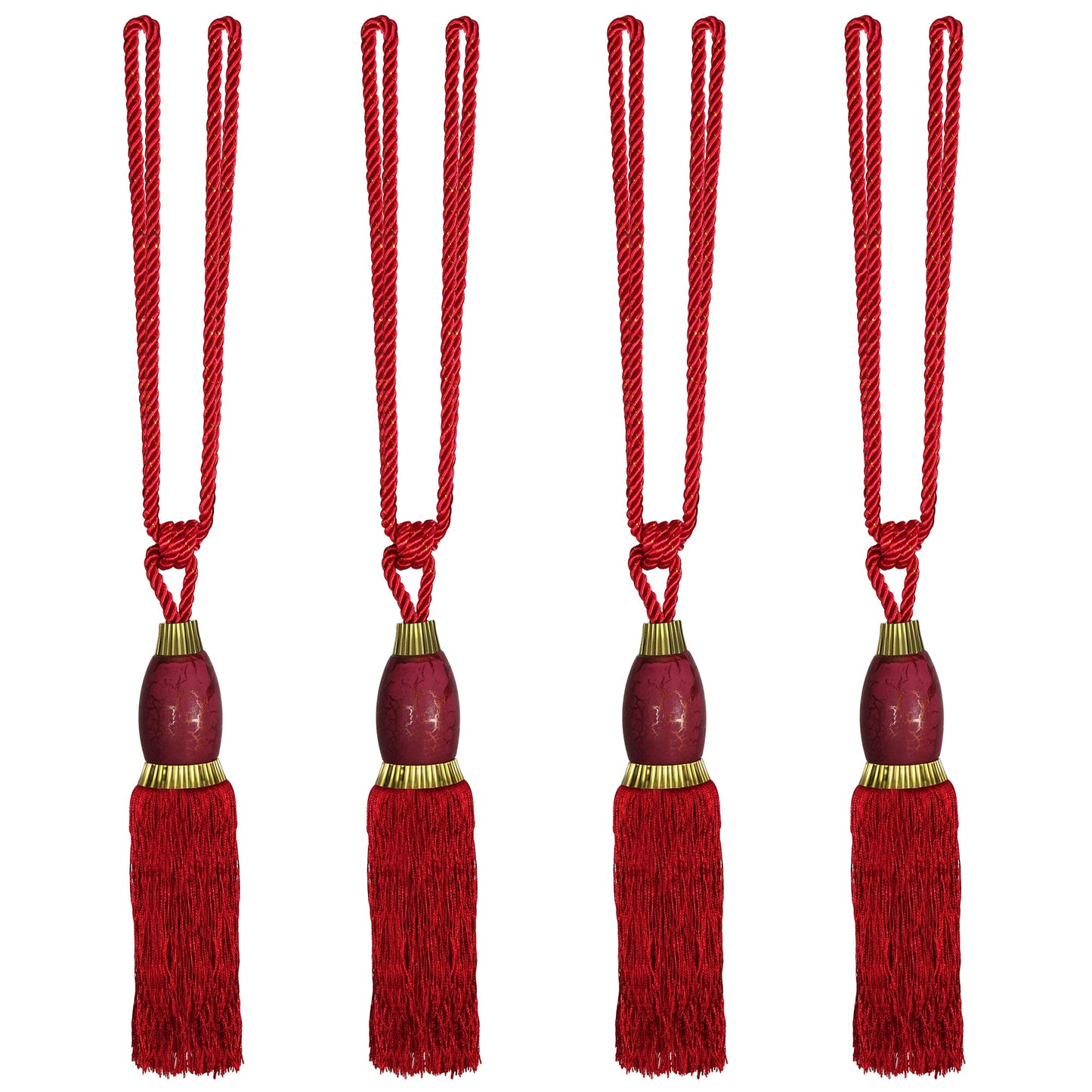 Set Of 4 Home Decorative Braided Tassel Rope Tiebacks