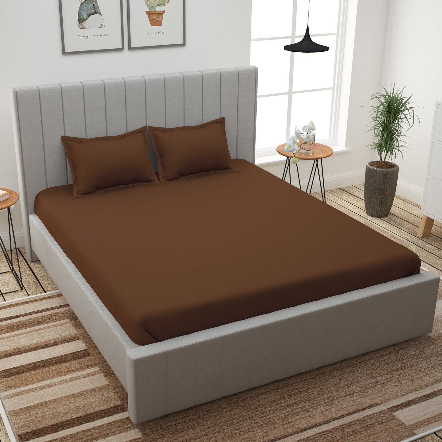 Forever 300 TC Chocolate Brown King Size Bedsheet