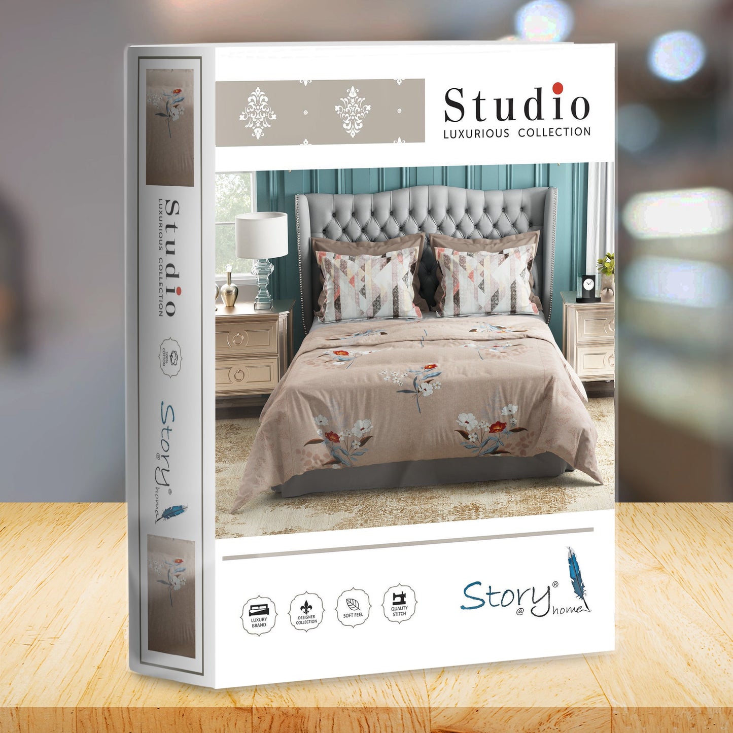 Studio Luxurious 144 TC 100% Cotton Peach Double Bedsheet
