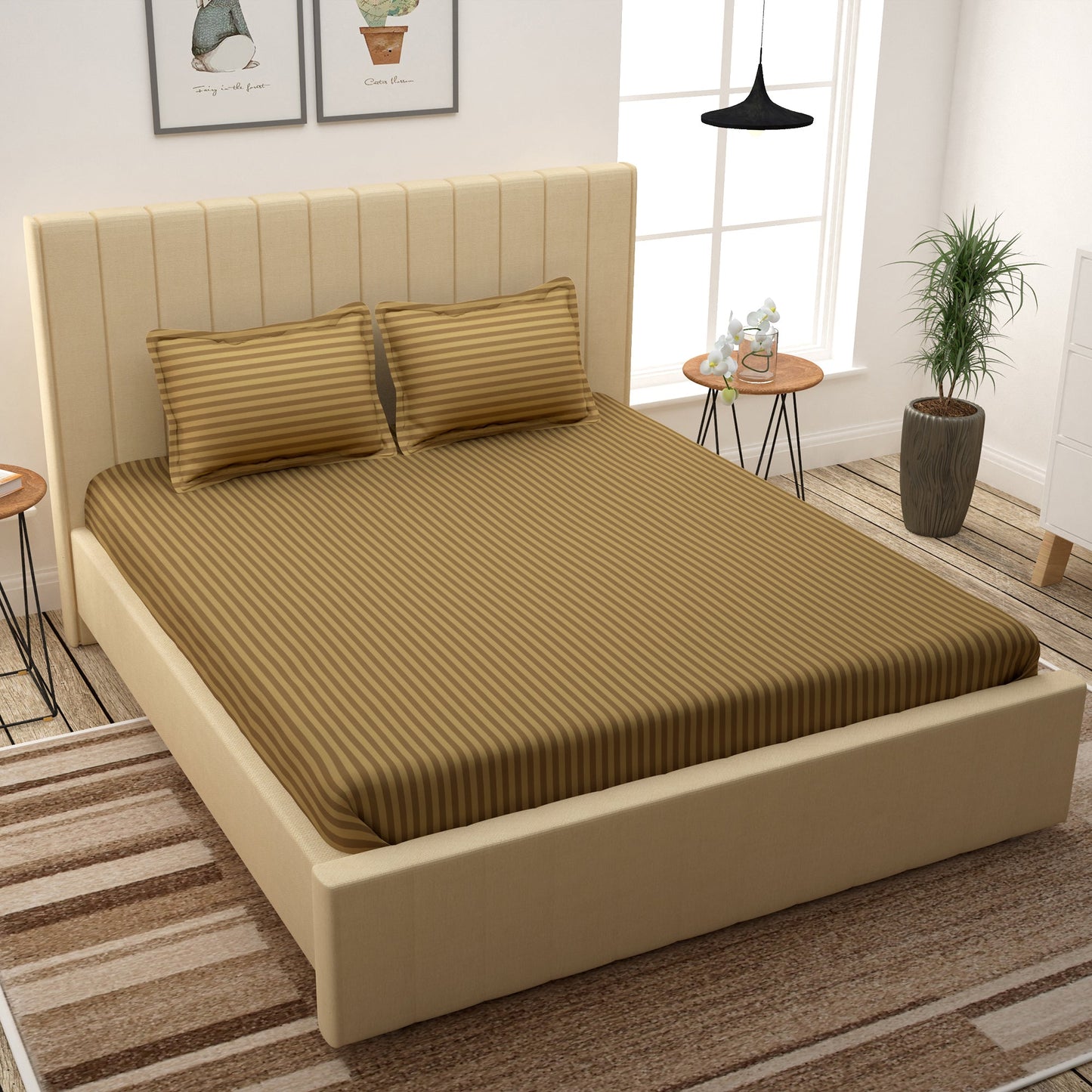 Forever Cotton 300 TC Brown King Size Bedsheet