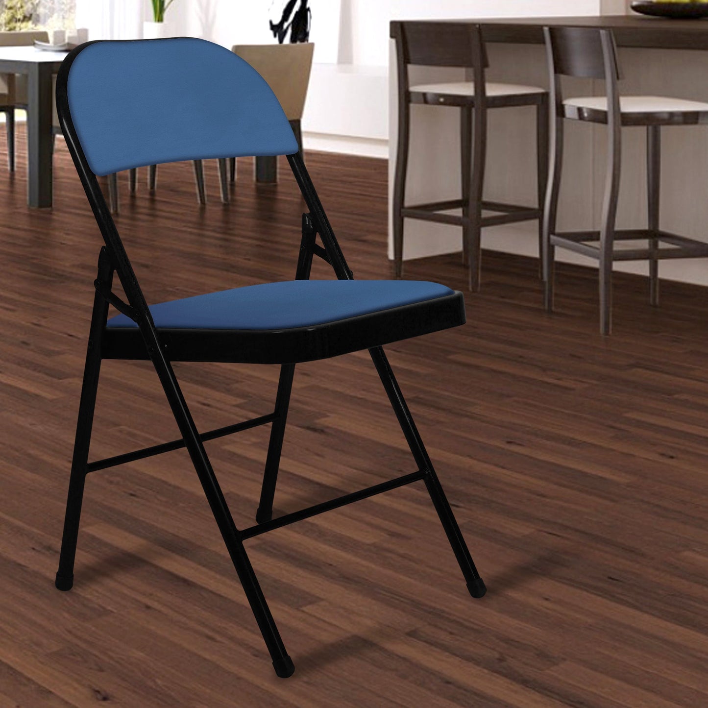 Folding Padded Blue Metal Chair