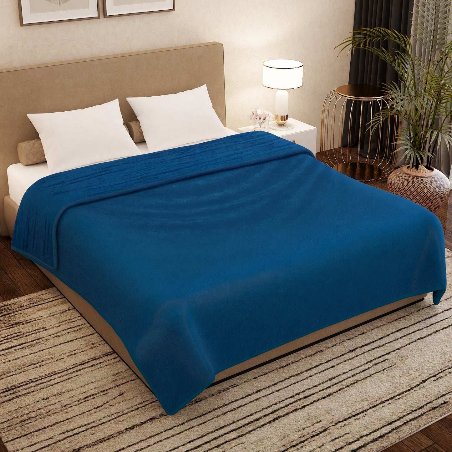 Premium Peacock Blue Double Flannel Blanket