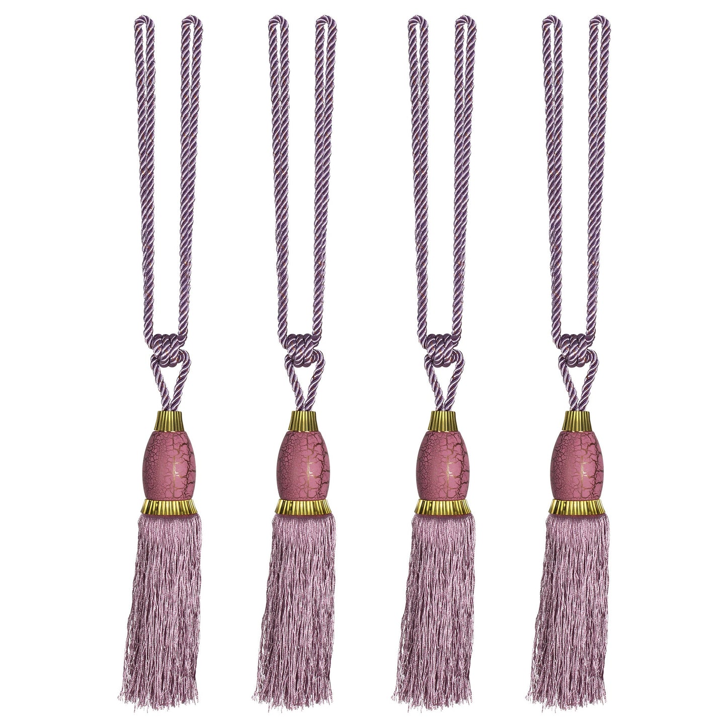 Set Of 4 Home Decorative Braided Tassel Rope Tiebacks