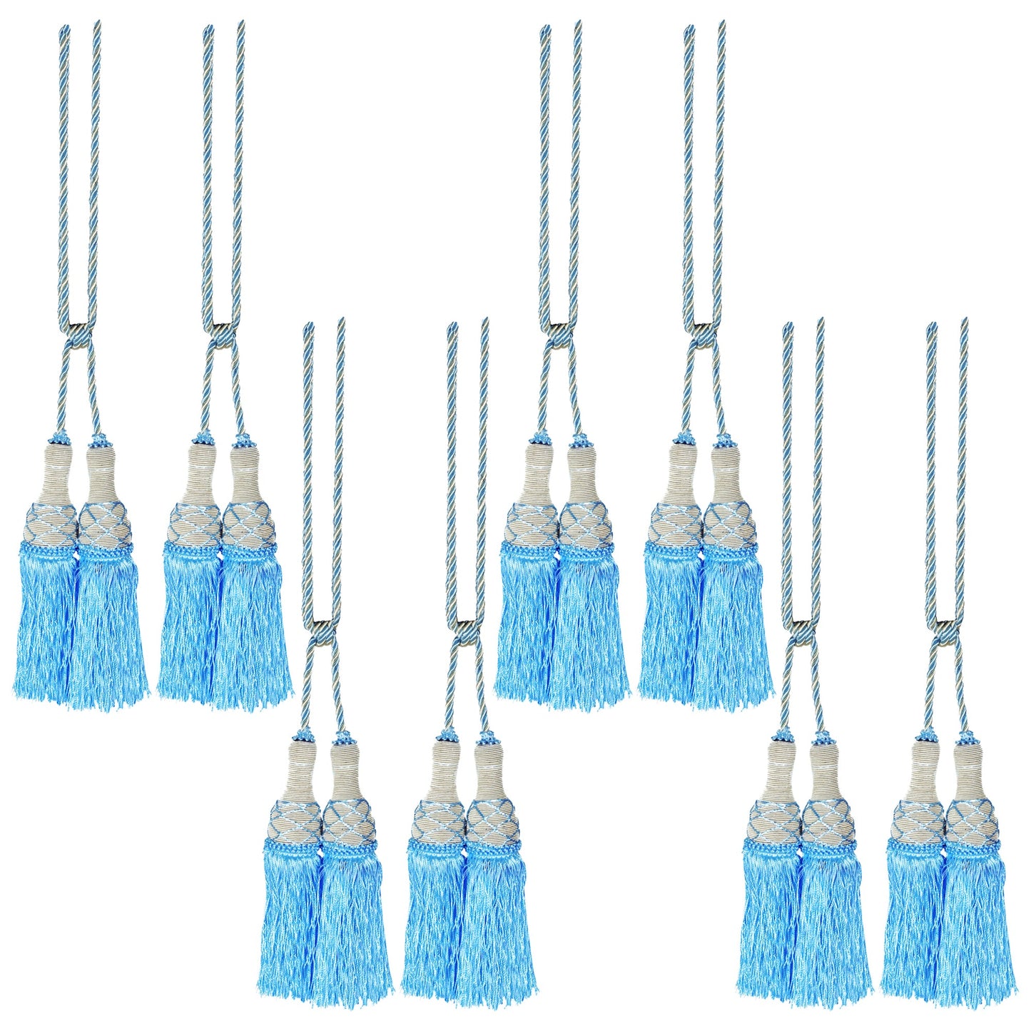 Set Of 4 Home Decorative Braided Tassel Rope Tiebacks