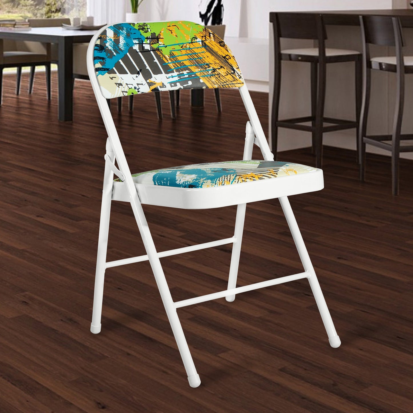 Folding Padded Blue Metal Chair