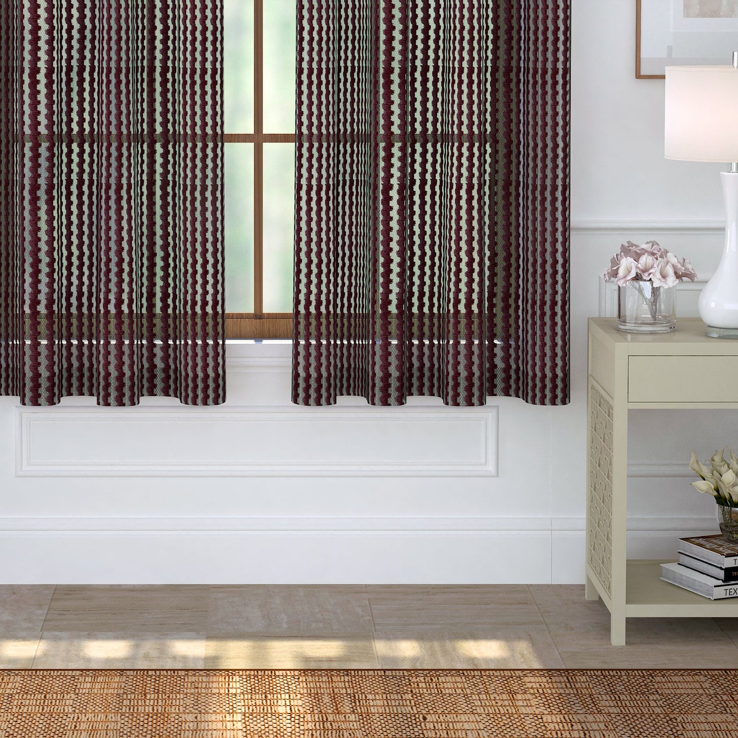 2 Pcs Purple Aura Sheer Net Polyester Window/Door/Long Door Curtains