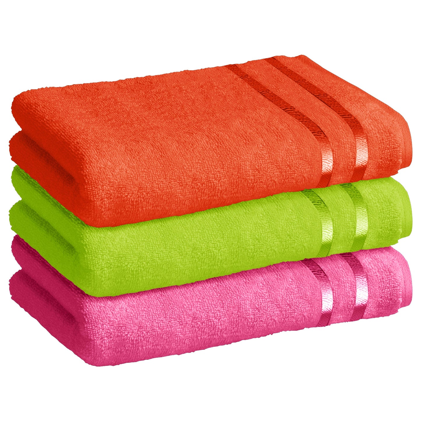 Story@Home 3 Units 100% Cotton Ladies Bath Towels - Orange, Green and Pink