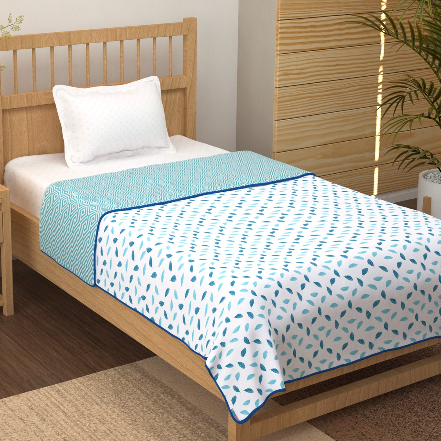 Super Soft Leaf White & Blue Single Dohar