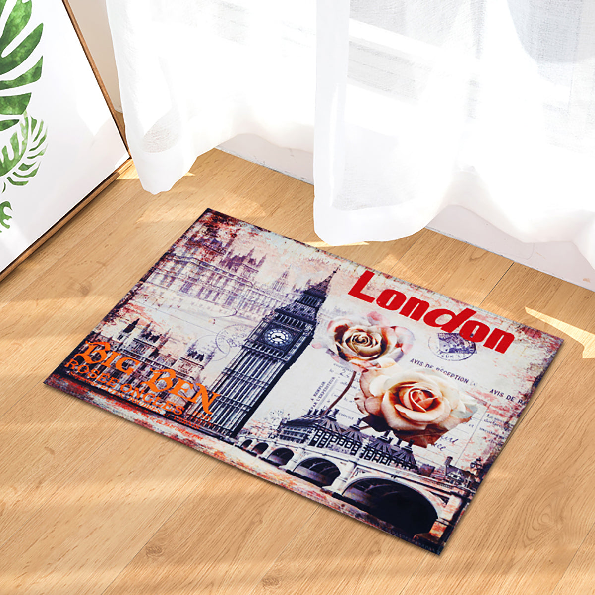 Story@Home 5 Units Premium Fabric London Aqua Door Mat - Multicolor - 60 cm X 40 cm