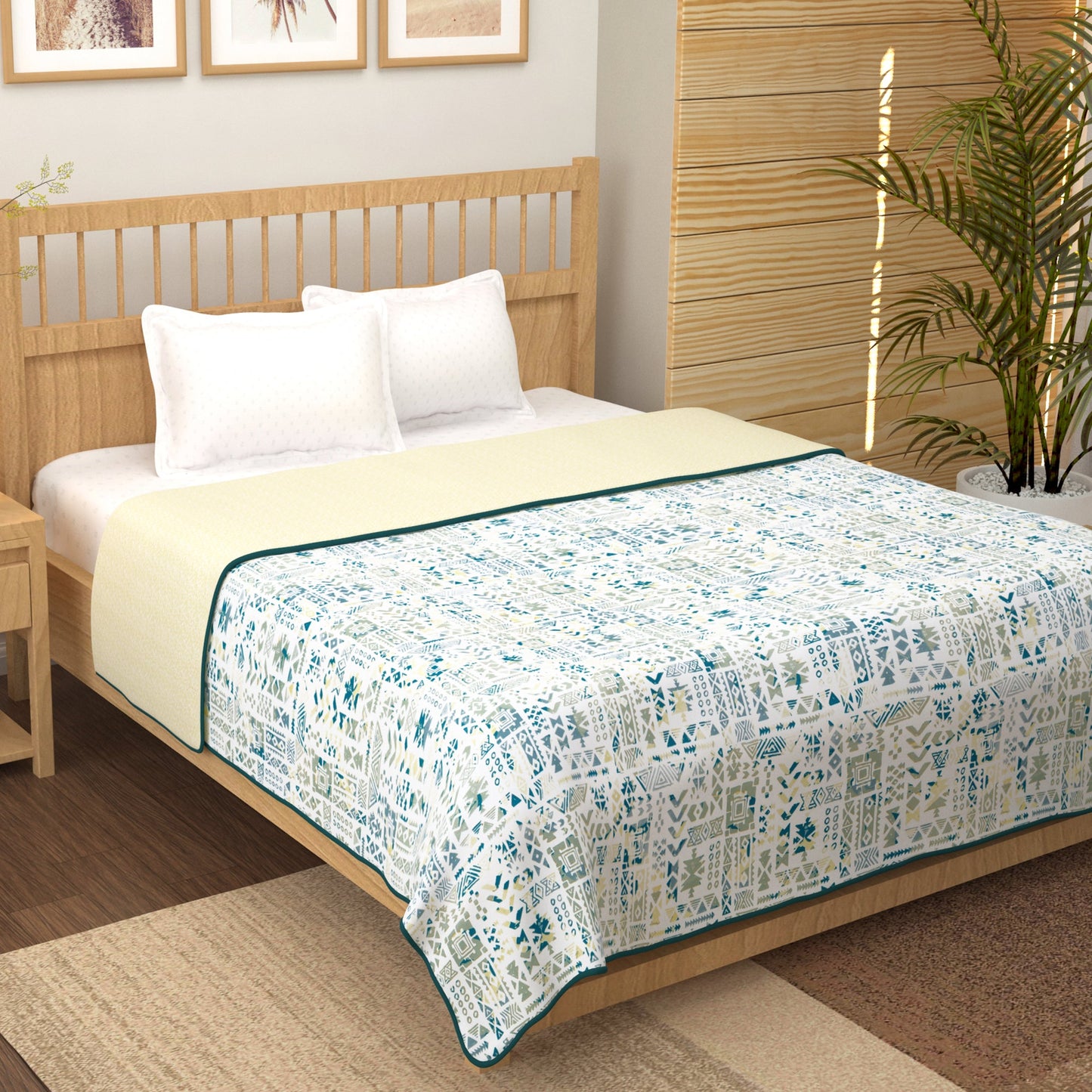 Super Soft Reversible Multi & Yellow Abstract Cotton Double Dohar