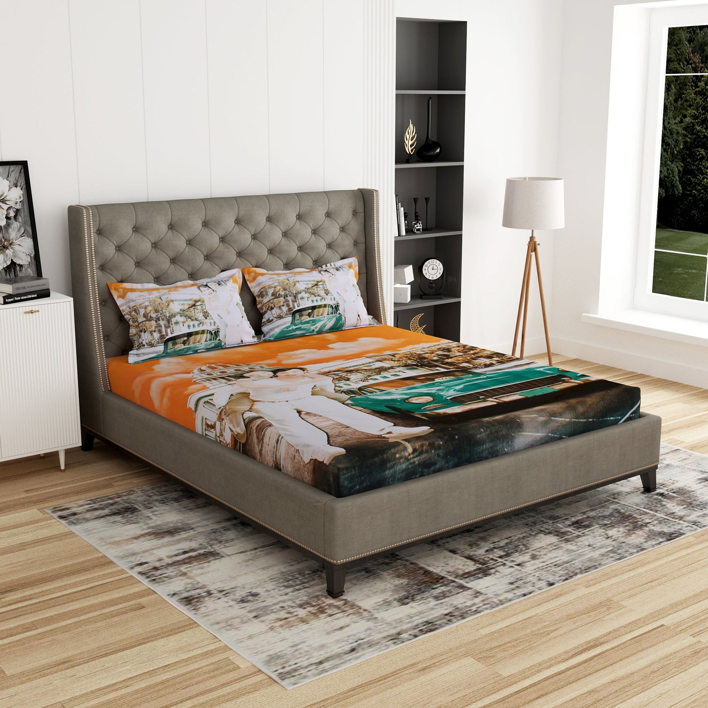 Pure Cotton Yellow 300 TC Tevel King Size Bedsheet
