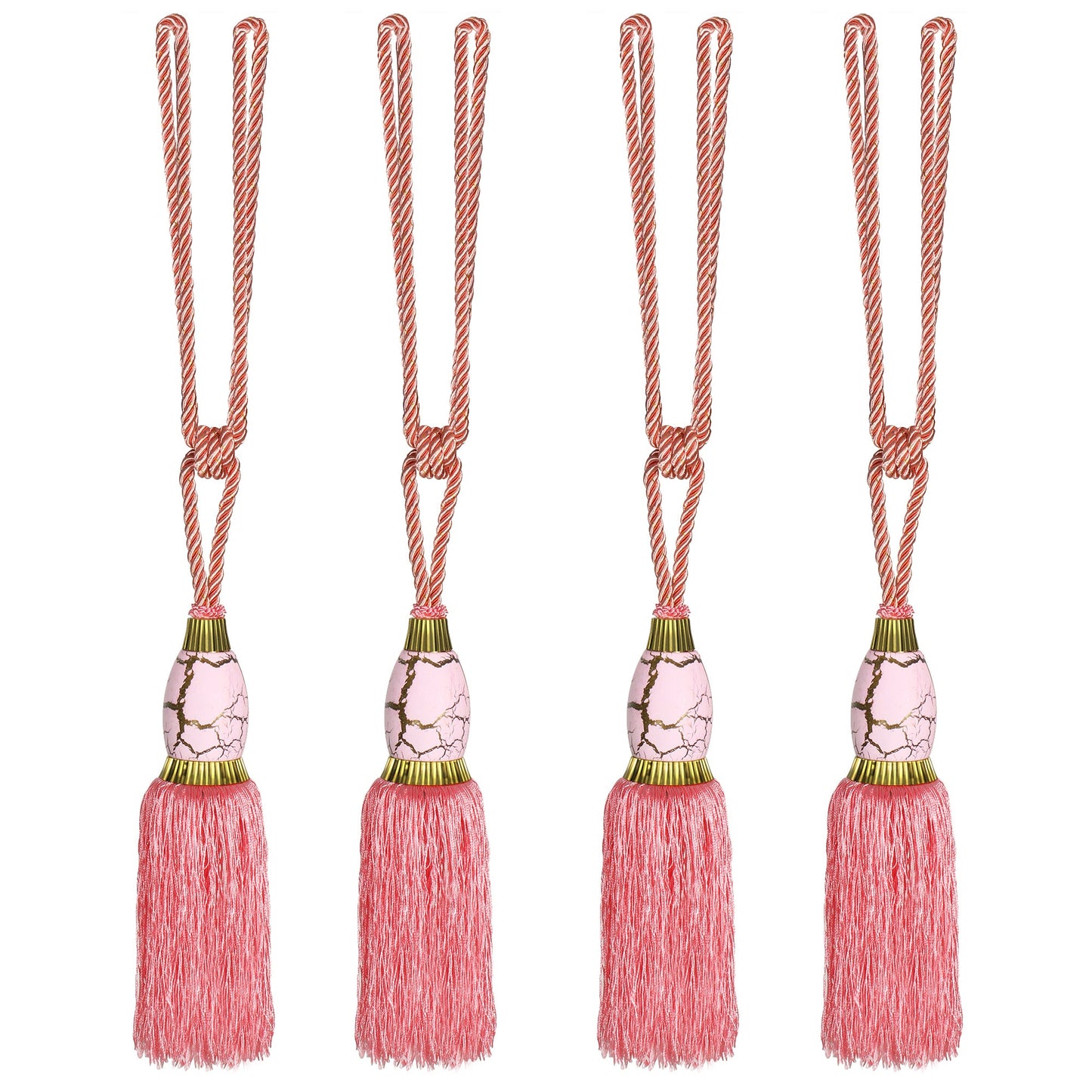 Set Of 4 Home Decorative Braided Tassel Rope Tiebacks