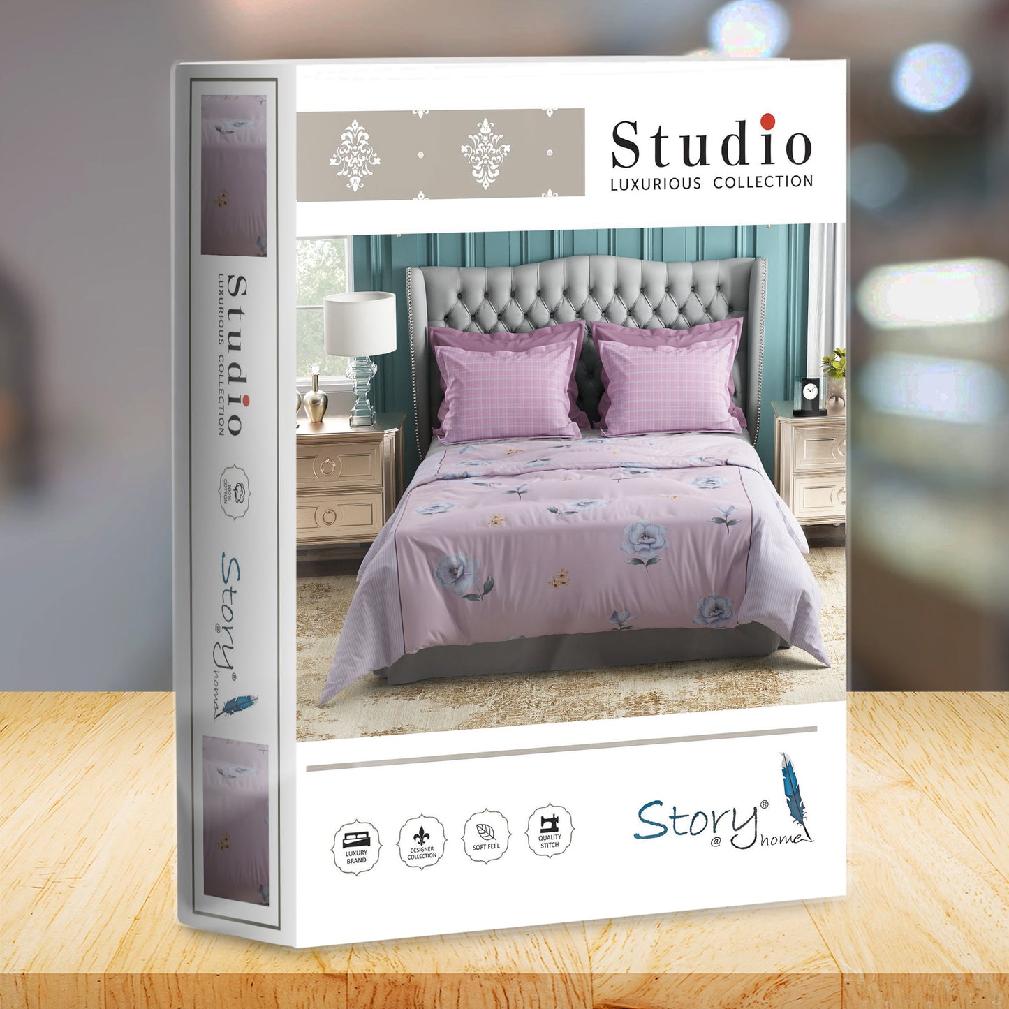 Studio Luxurious 144 TC 100% Cotton Purple Double Bedsheet
