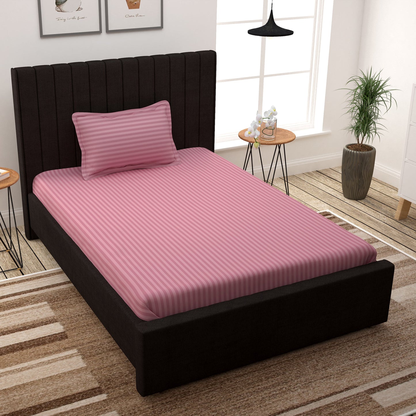 Avalon Peach 300 TC 100% Cotton Single Size Bedsheet