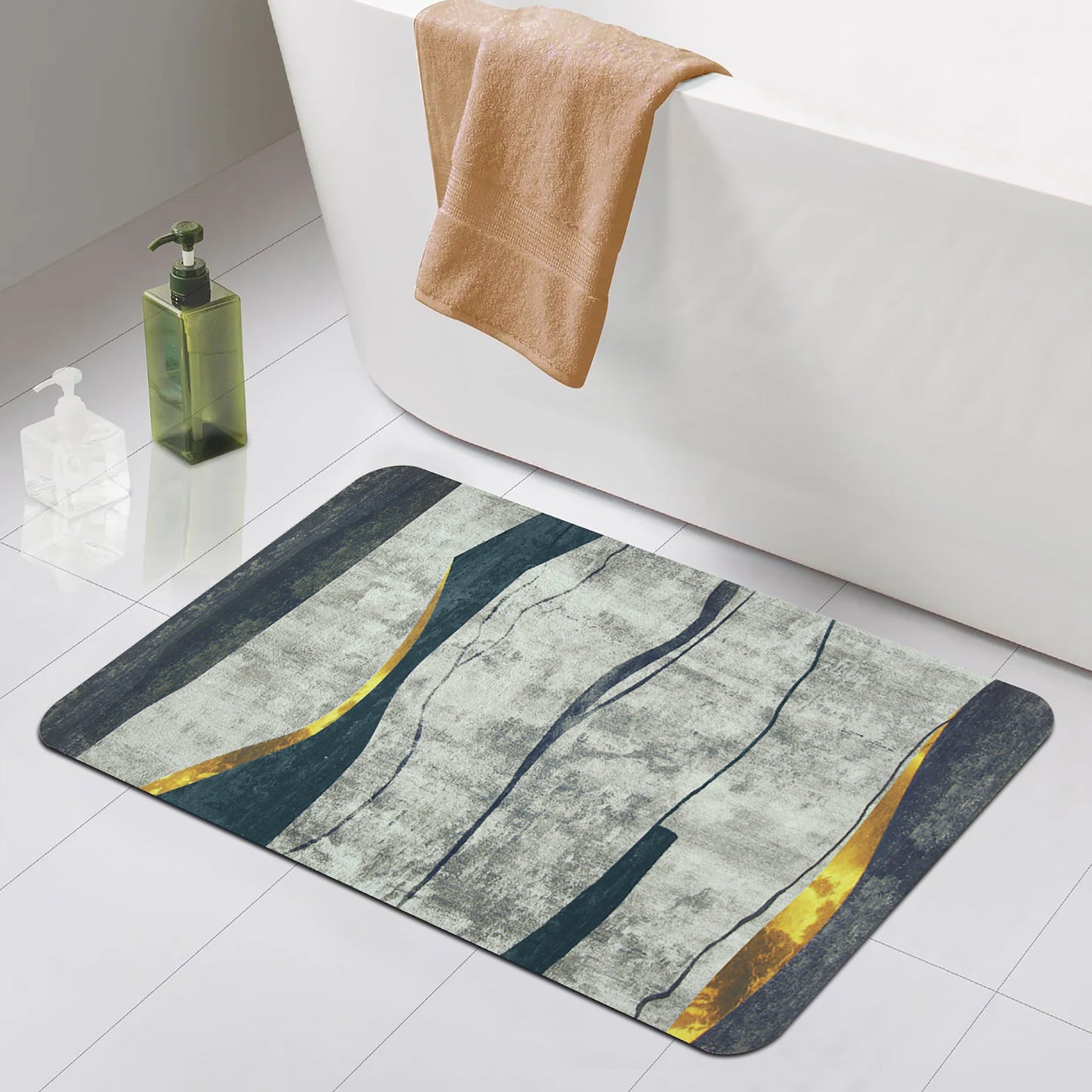 1 Unit Nappa Leather Grey Abstract Encore Doormat