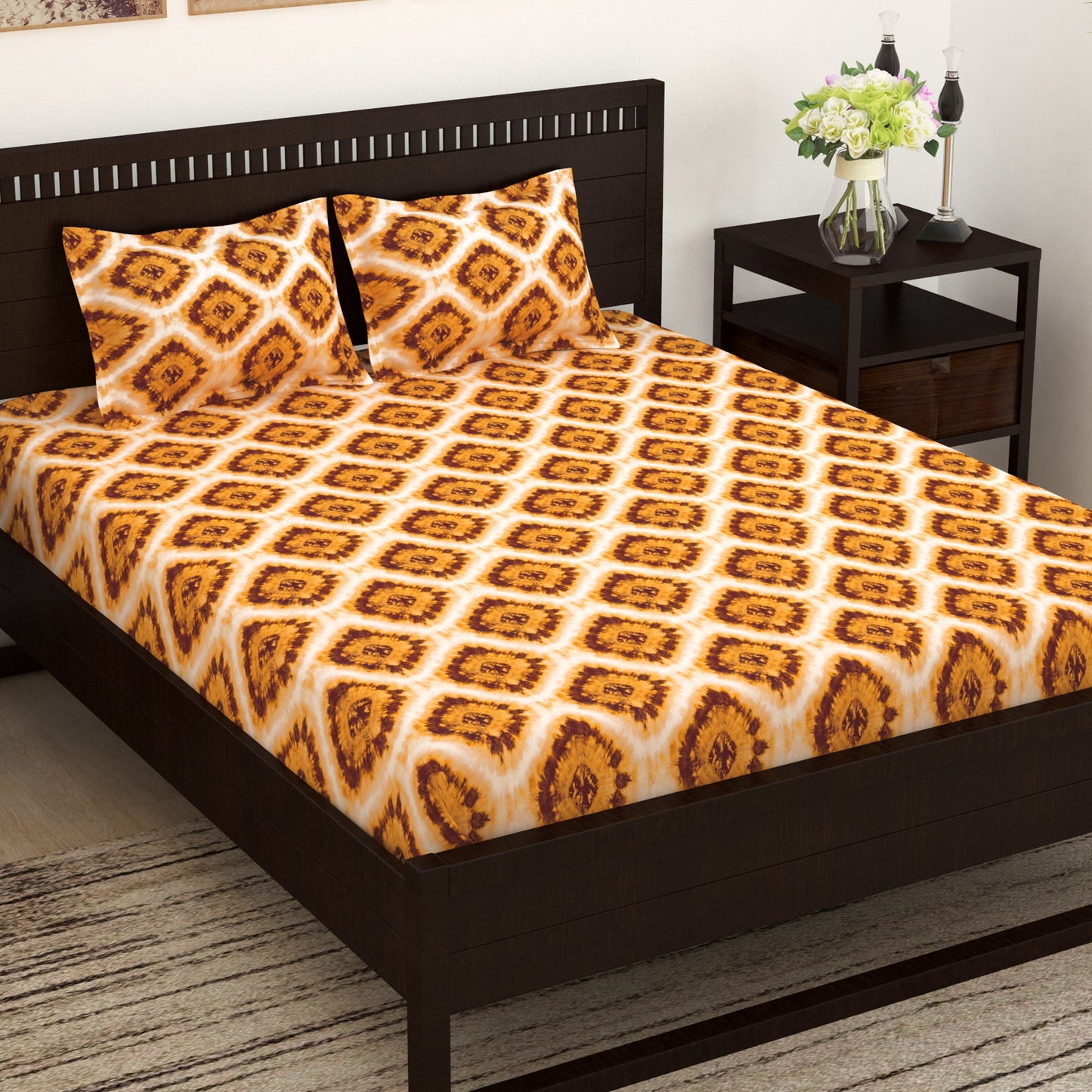 Magic 152 TC Light Orange Cotton Double Bedsheet