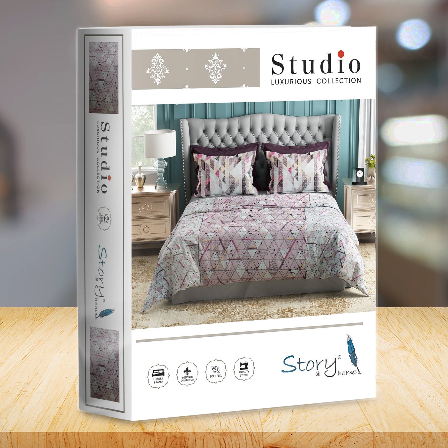 Studio Luxurious 144 TC 100% Cotton Pink Double Bedsheet