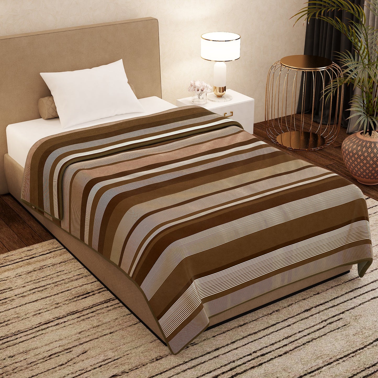 Premium Brown Single Flannel Blanket