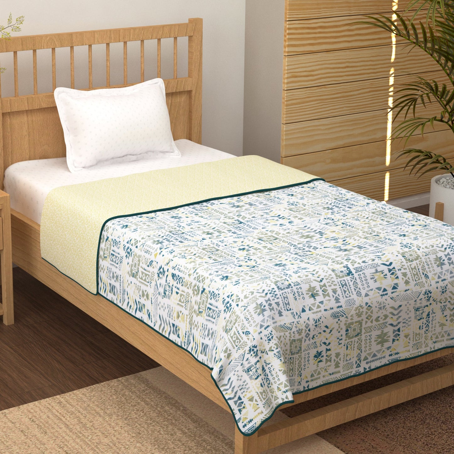 Super Soft Reversible Multi & Yellow Abstract Cotton Double Dohar