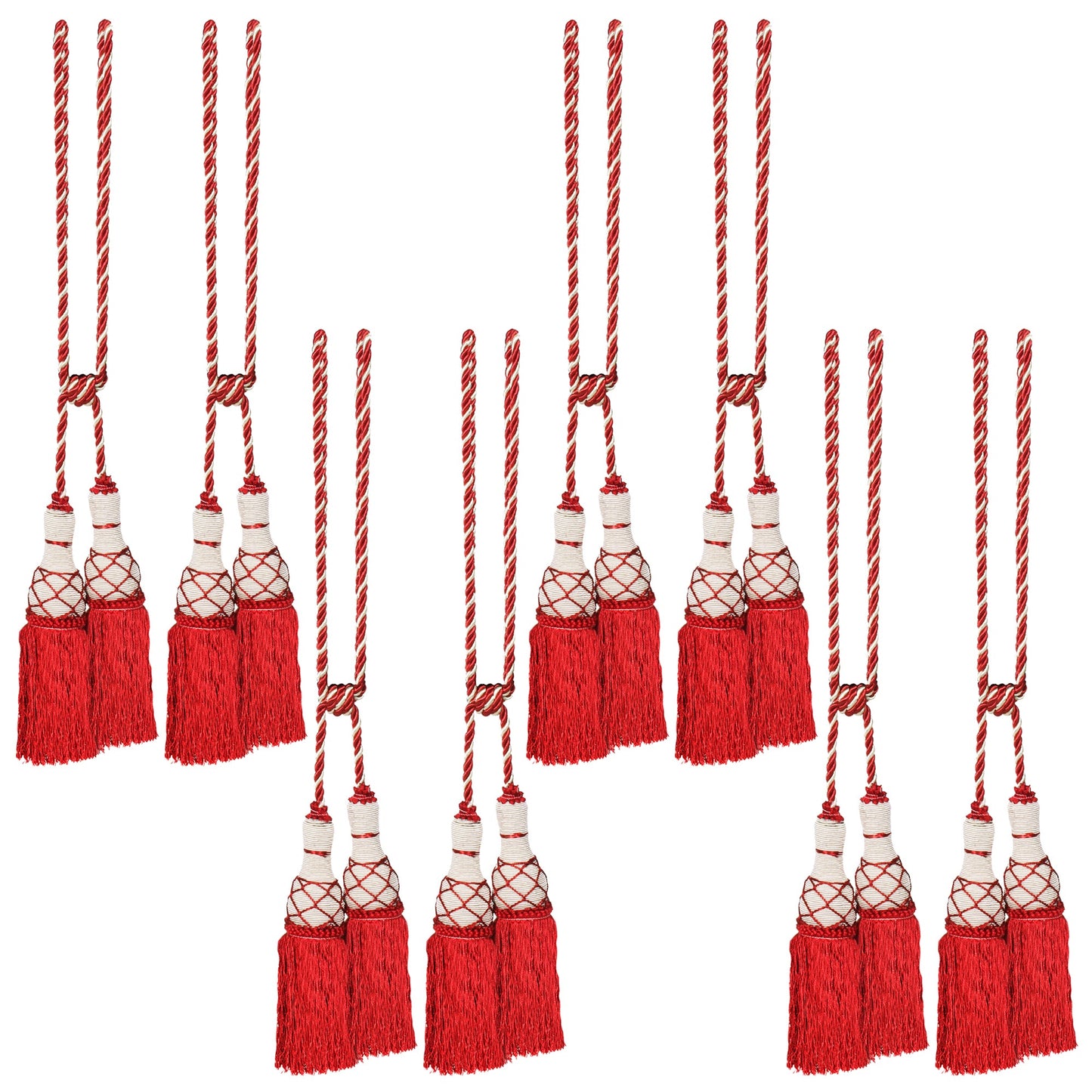 Set Of 4 Home Decorative Braided Tassel Rope Tiebacks