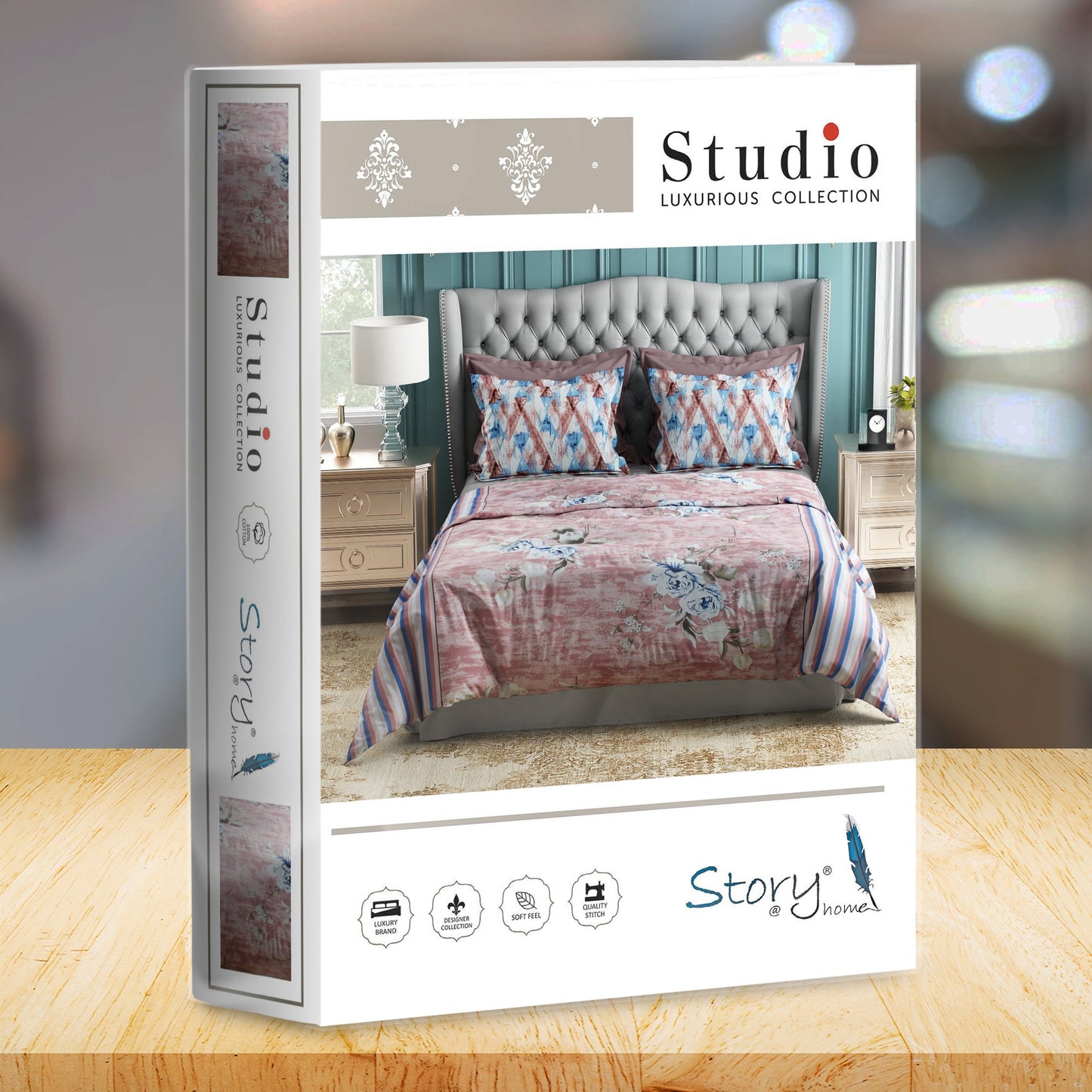 Studio Luxurious 144 TC 100% Cotton Peach Double Bedsheet
