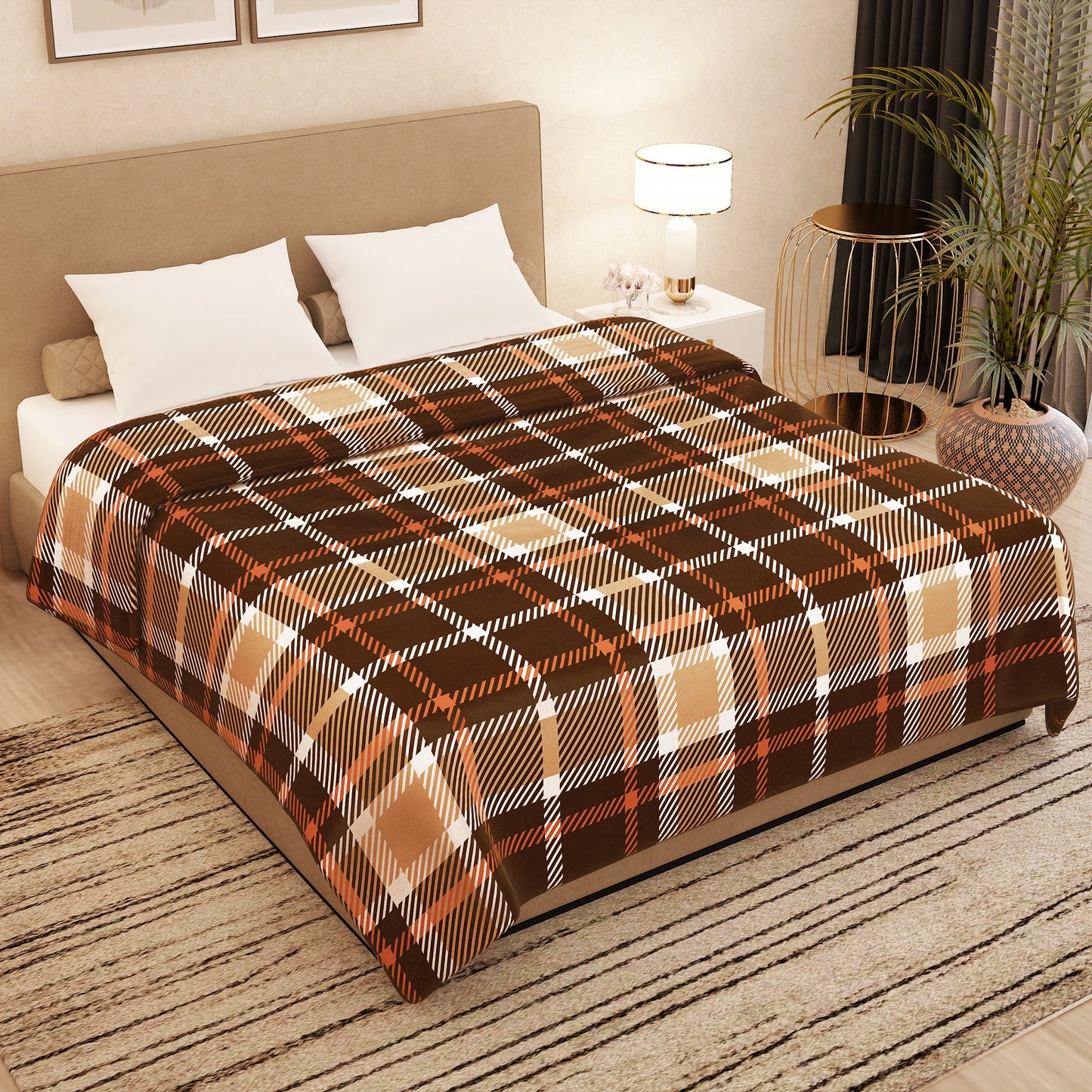 BLANKET BLAZE DOUBLE Brown Double Size Blaze Blanket