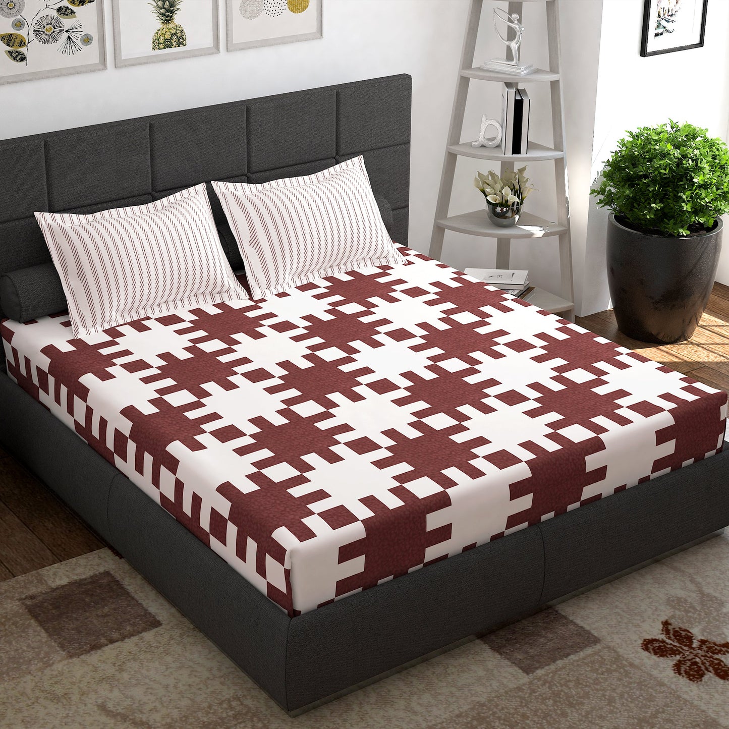 Prism Gold 144 TC 100% Cotton White Double Size Bedsheet