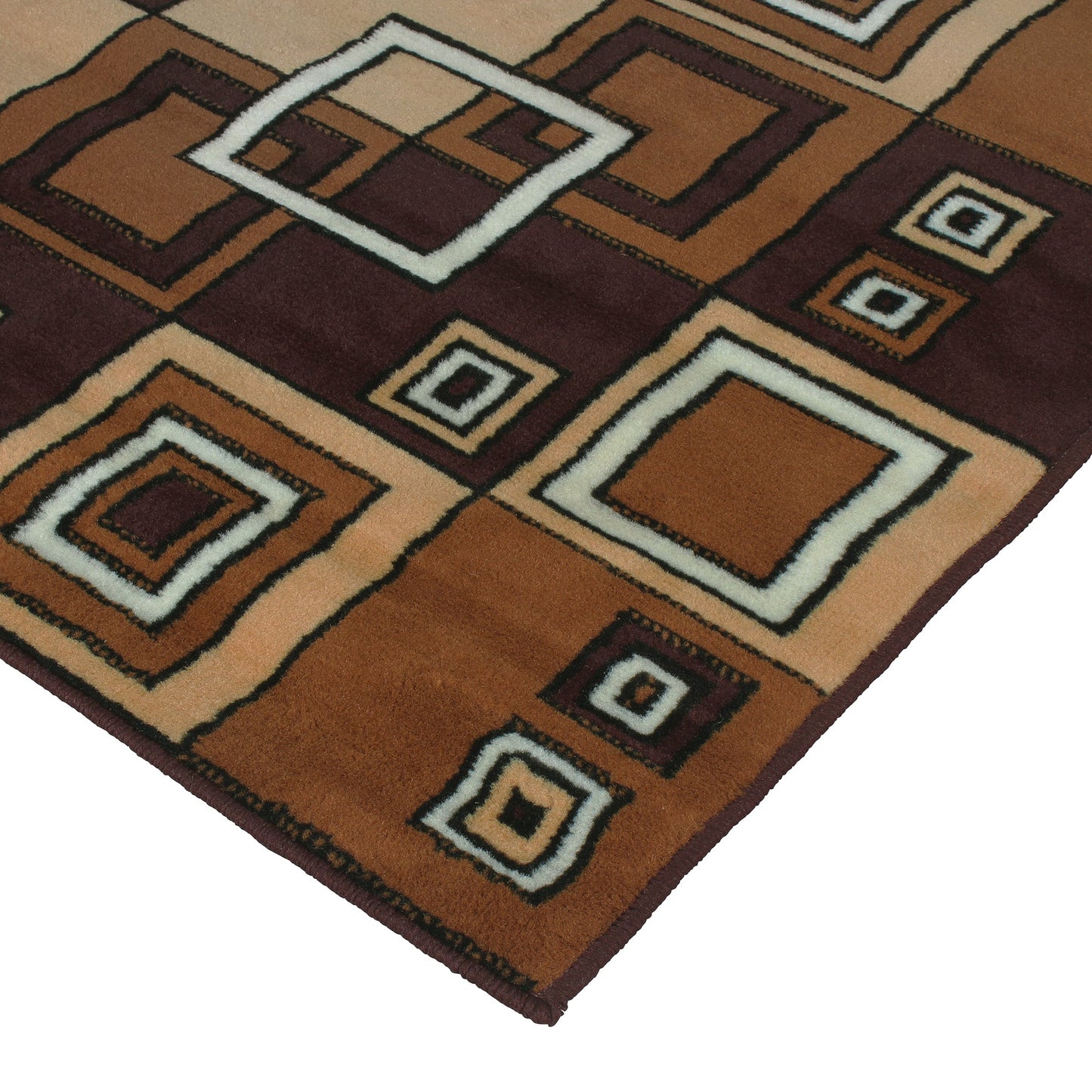 Brown Geometric Rustico Rug/Carpet with Anti Skid Backing