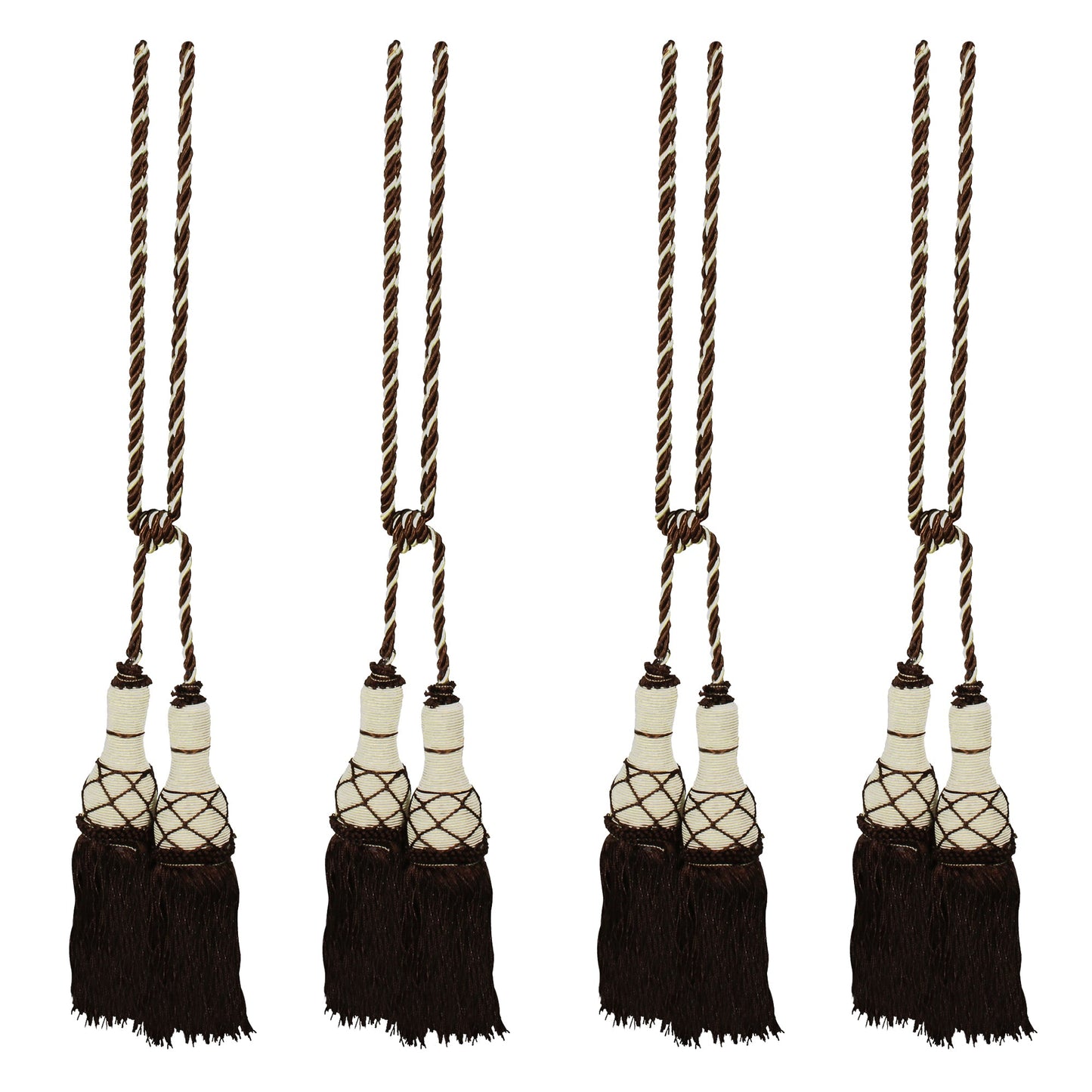 Set Of 4 Home Decorative Braided Tassel Rope Tiebacks