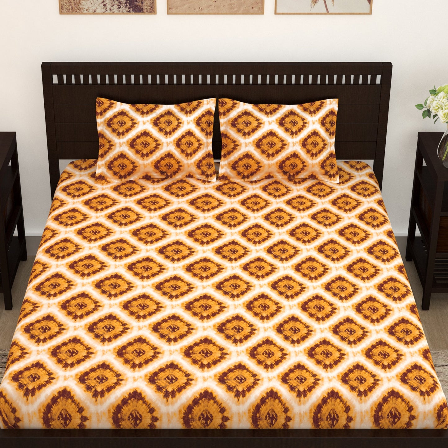 Magic 152 TC Light Orange Cotton Double Bedsheet