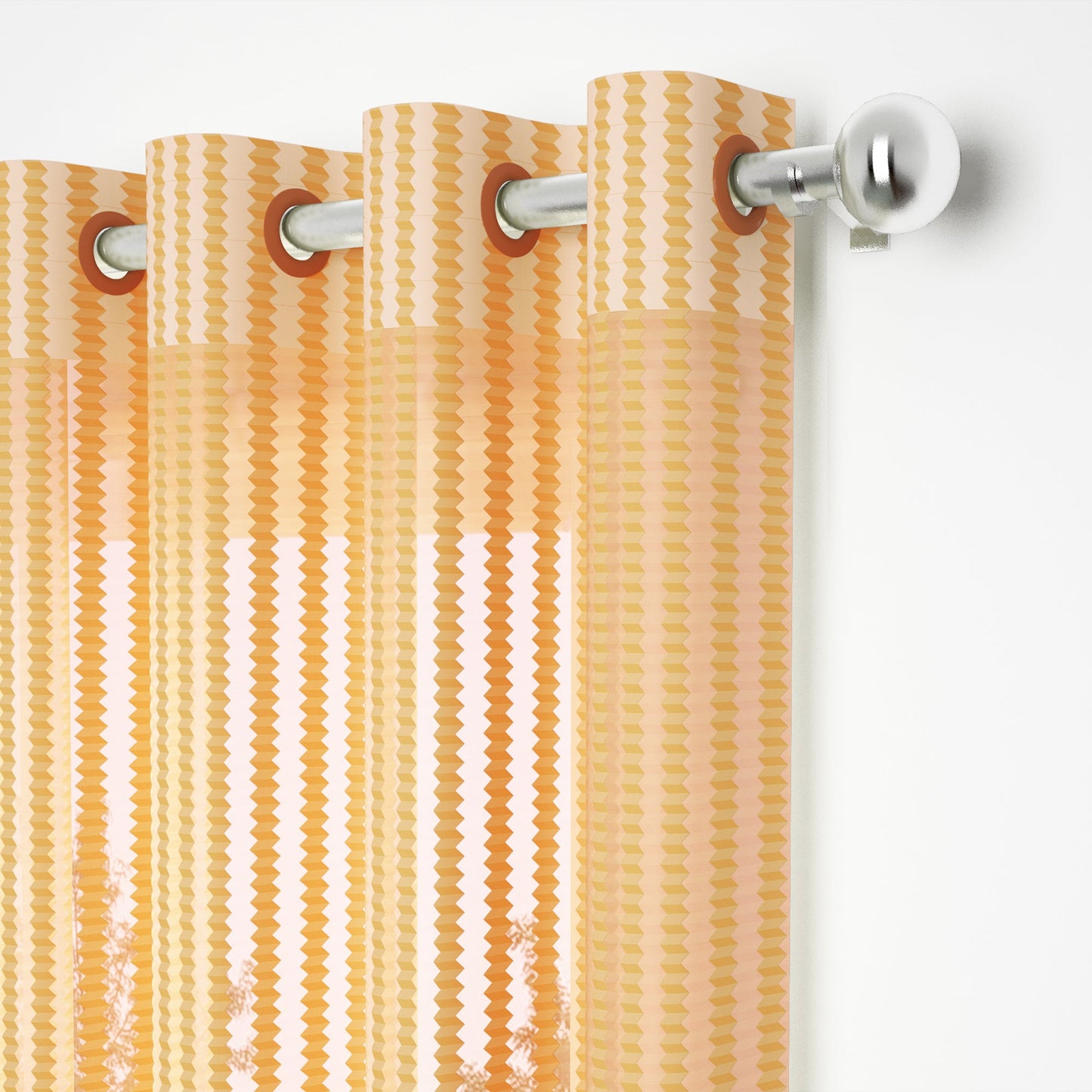 2 Pcs Orange Sheer Net Polyester Window/Door Curtains