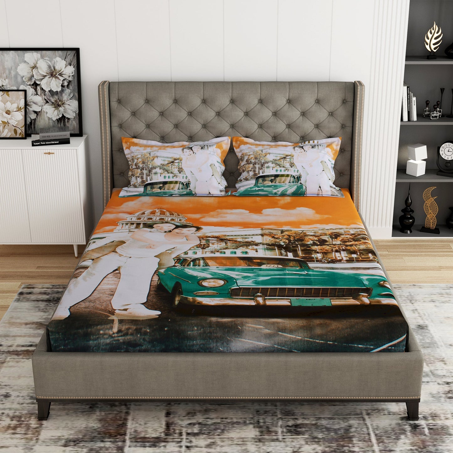 Pure Cotton Yellow 300 TC Tevel King Size Bedsheet