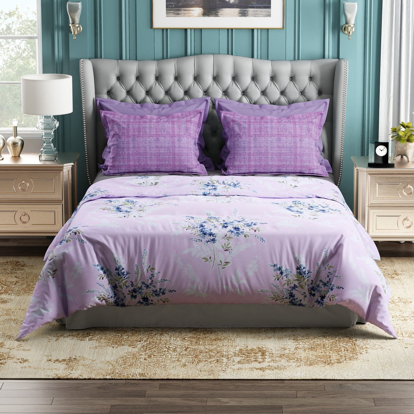 Studio Luxurious 144 TC 100% Cotton Purple Double Bedsheet