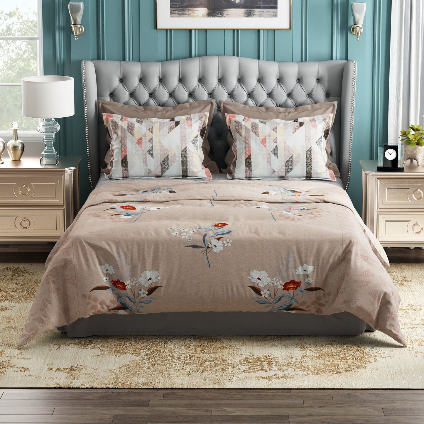 Studio Luxurious 144 TC 100% Cotton Peach Double Bedsheet