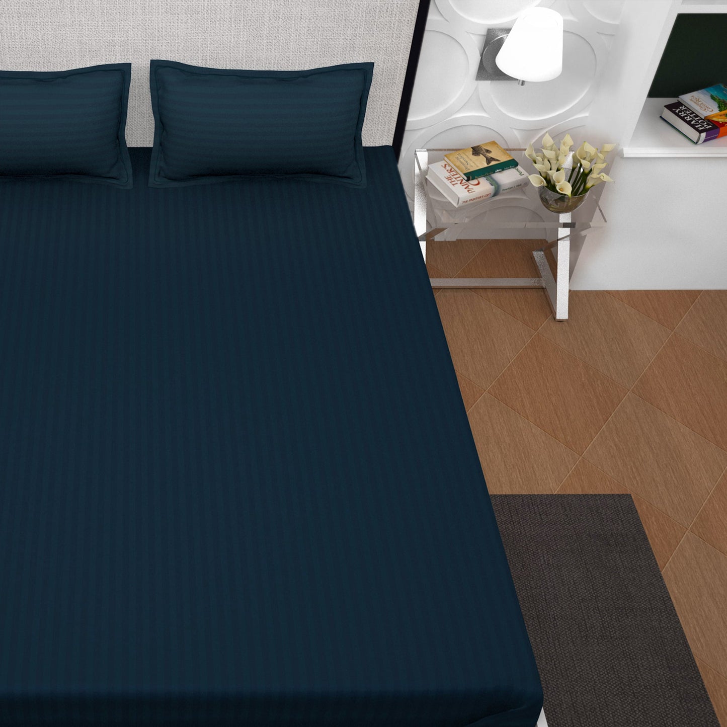 PAVO Tranquil Luxurious Premium Hotel Quality (Midnight Blue) King size Bedsheet