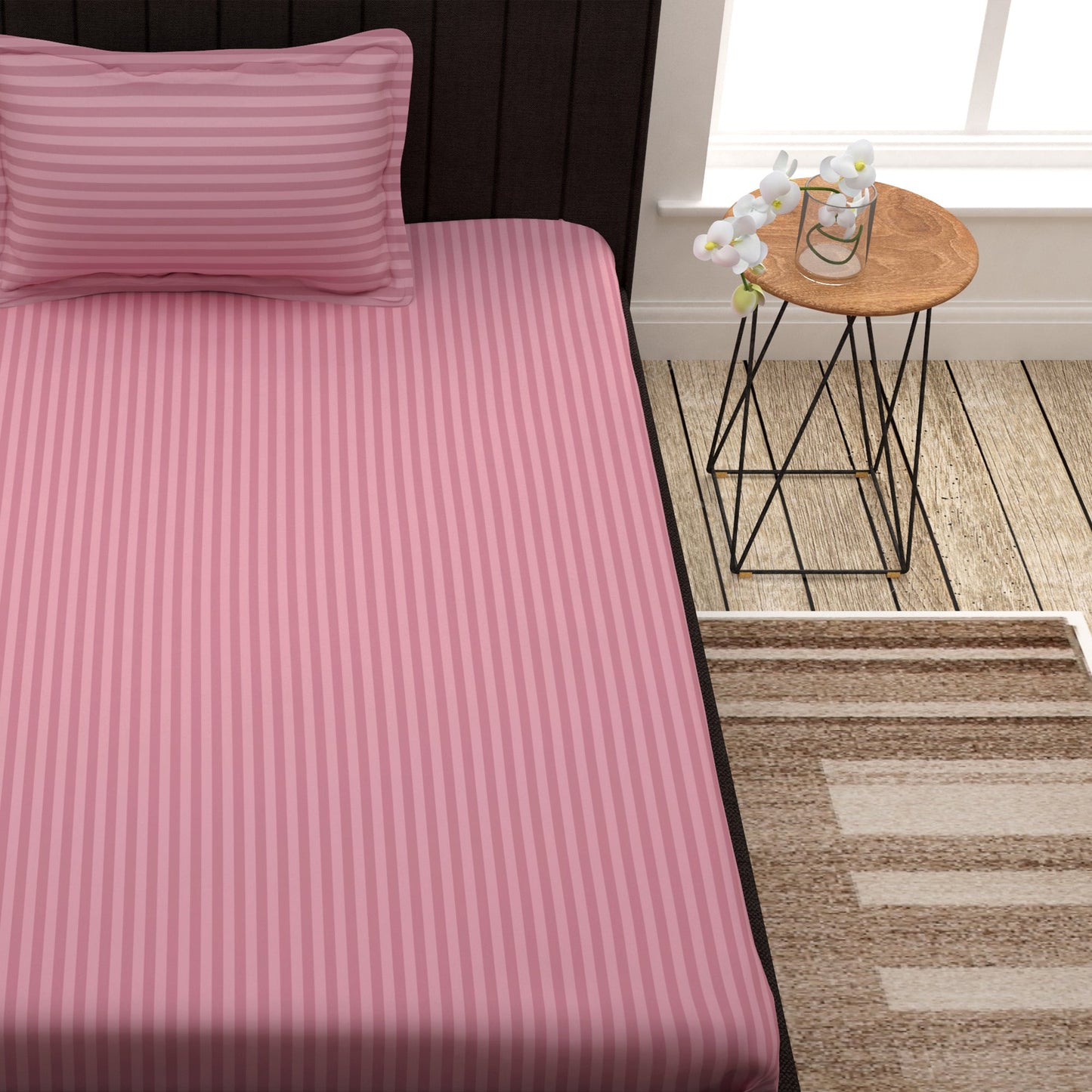 Avalon Peach 300 TC 100% Cotton Single Size Bedsheet