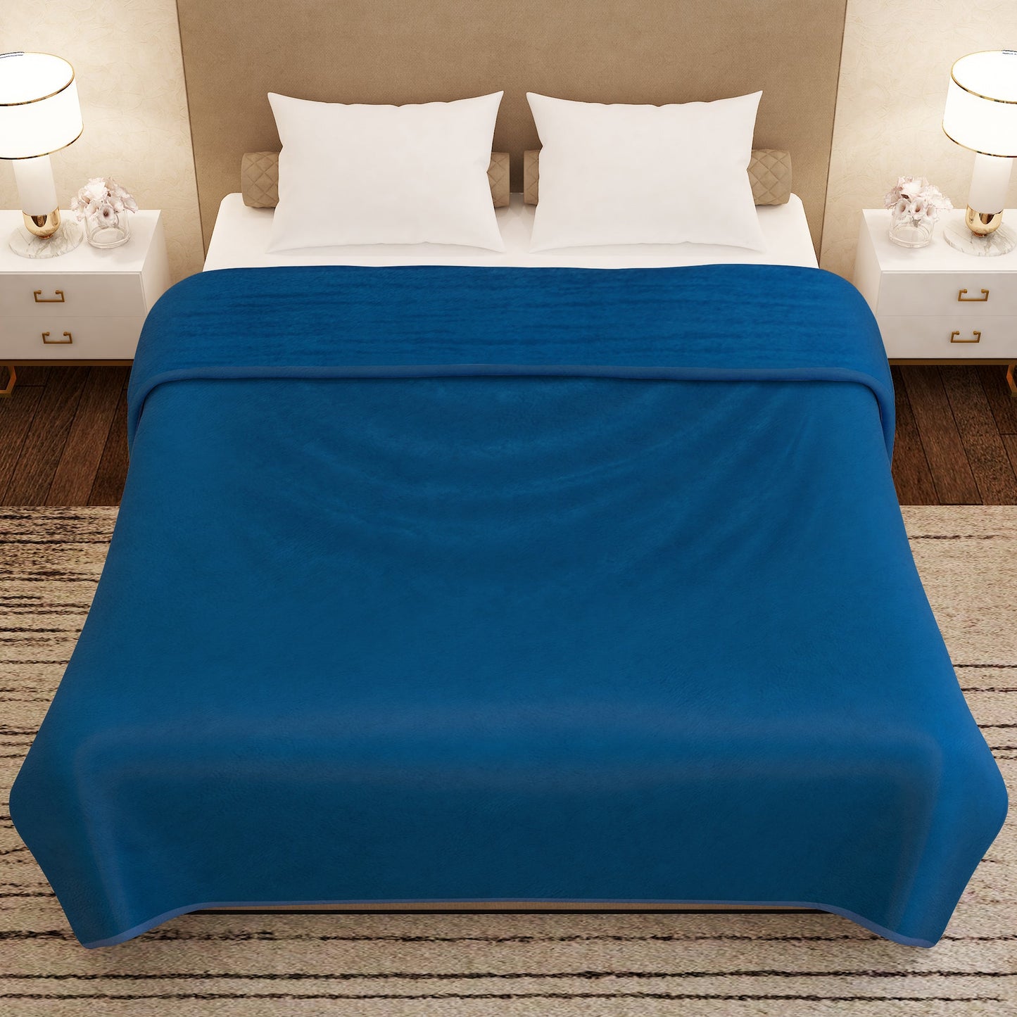 Premium Peacock Blue Double Flannel Blanket