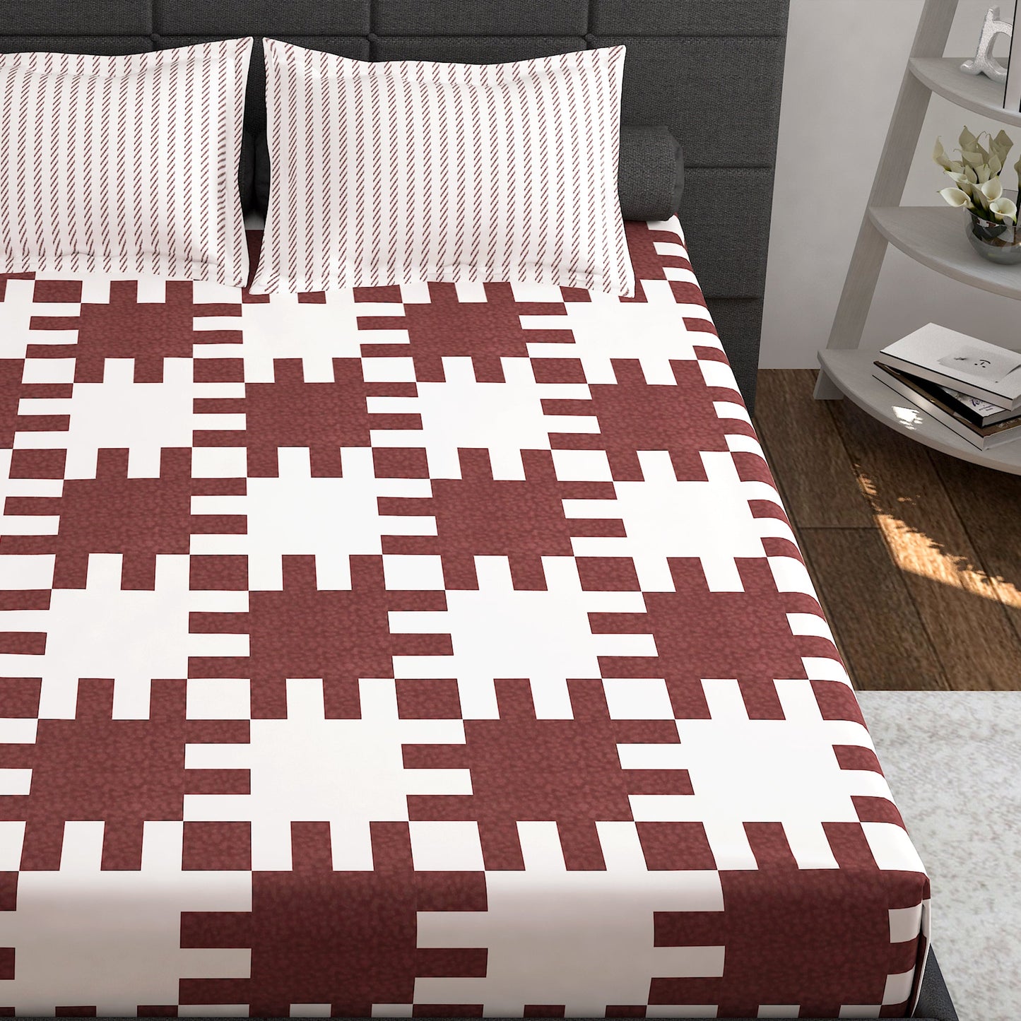 Prism Gold 144 TC 100% Cotton White Double Size Bedsheet