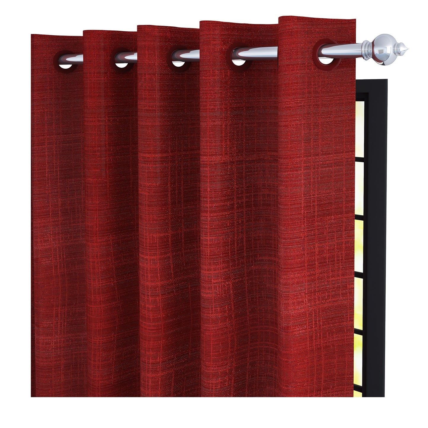 2 Pcs Red Bloom Jacquard Room Darkening Door/Window Curtains