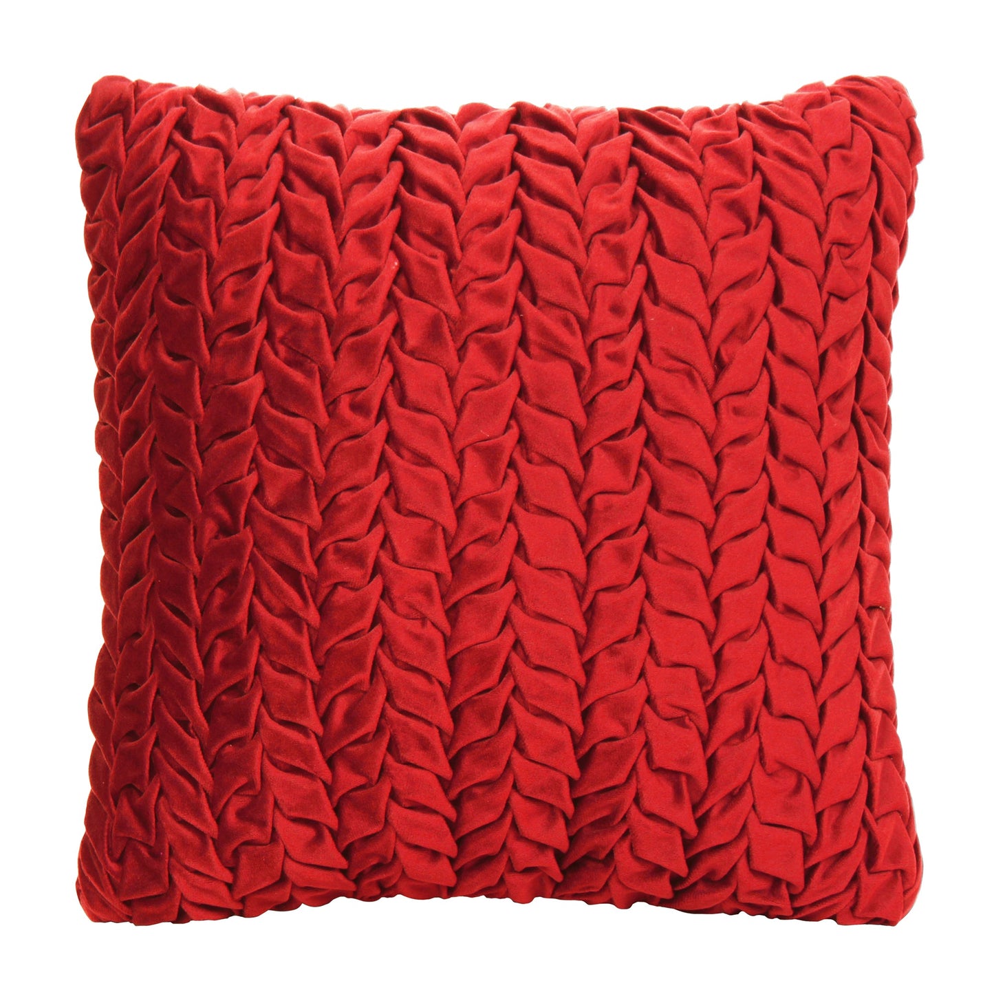 Red Smocked Velvet Polyster SPLENDORA CUSHION COVER