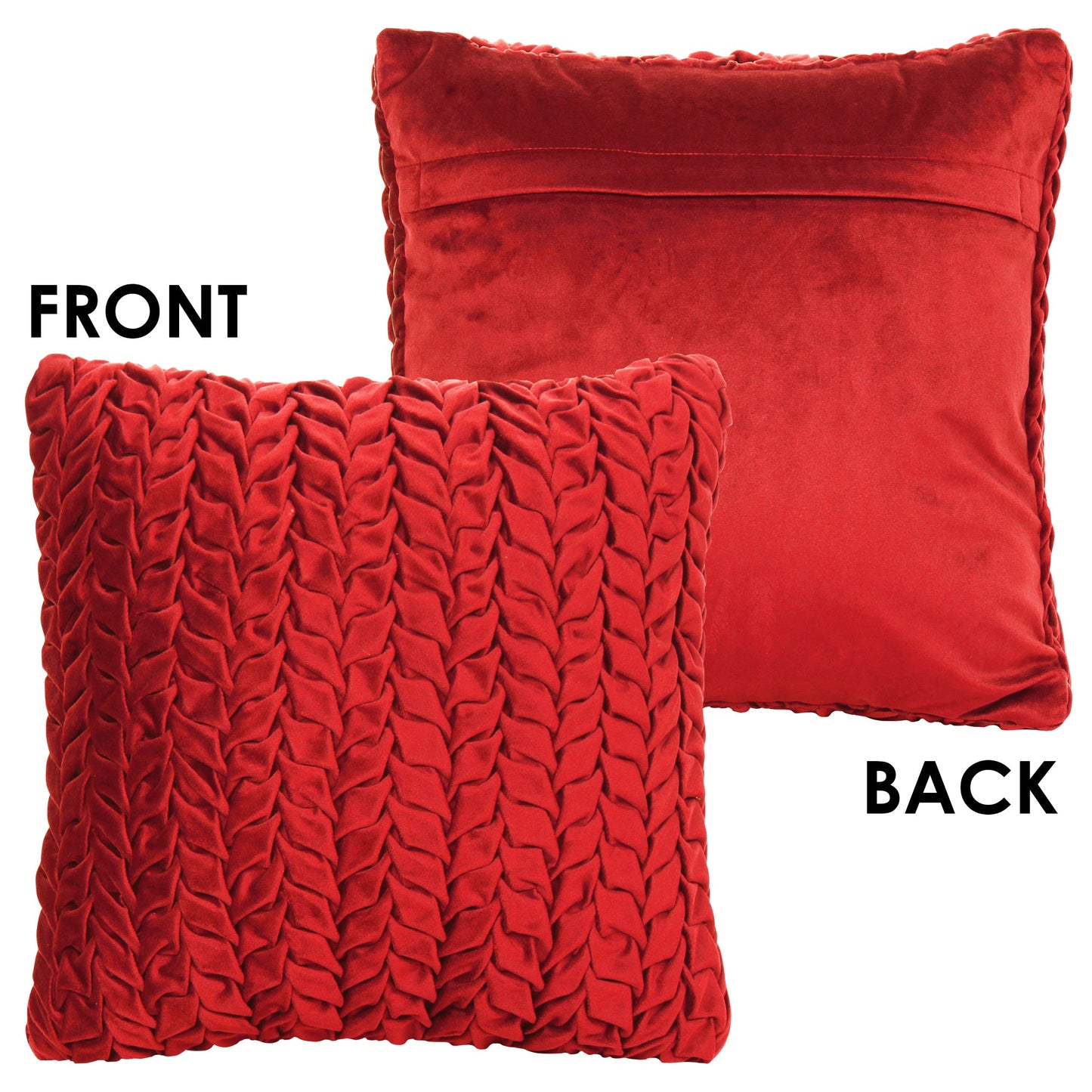 Red Smocked Velvet Polyster SPLENDORA CUSHION COVER
