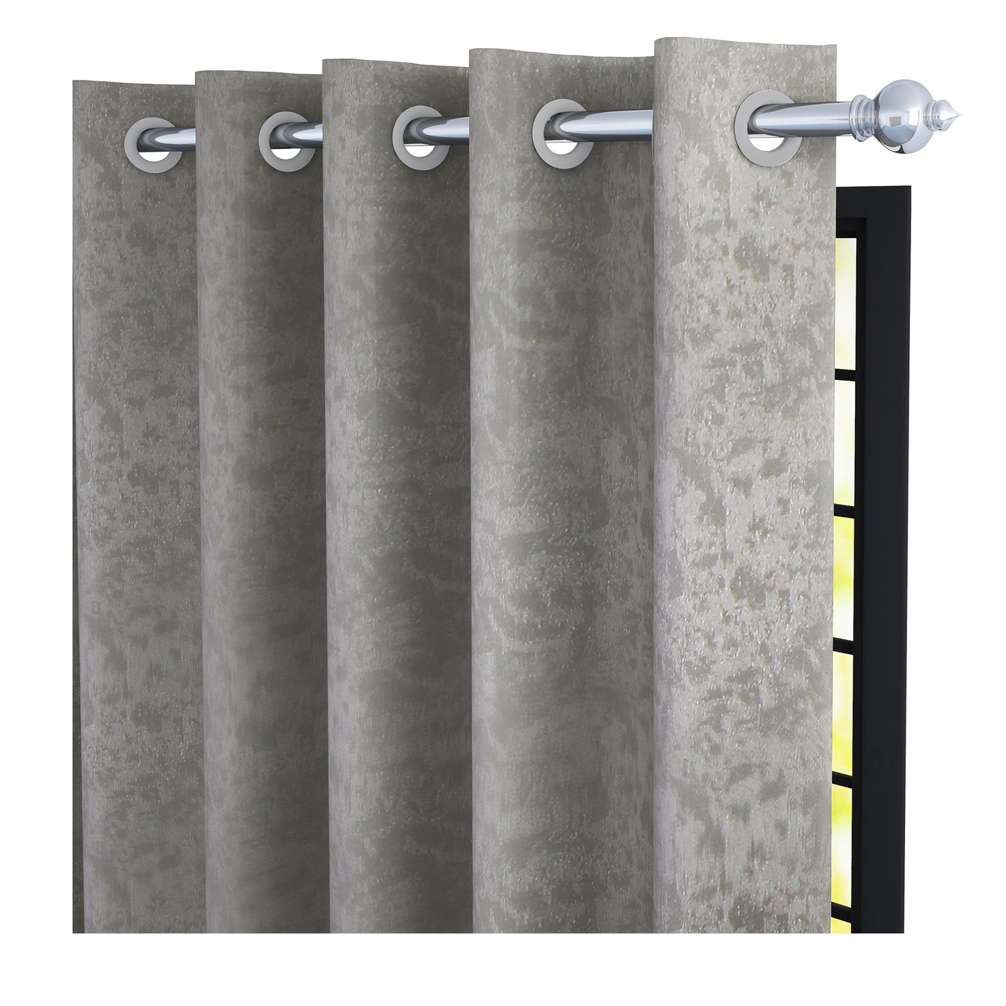 2 Pcs Silver Bloom Jacquard Room Darkening Door/Window Curtains