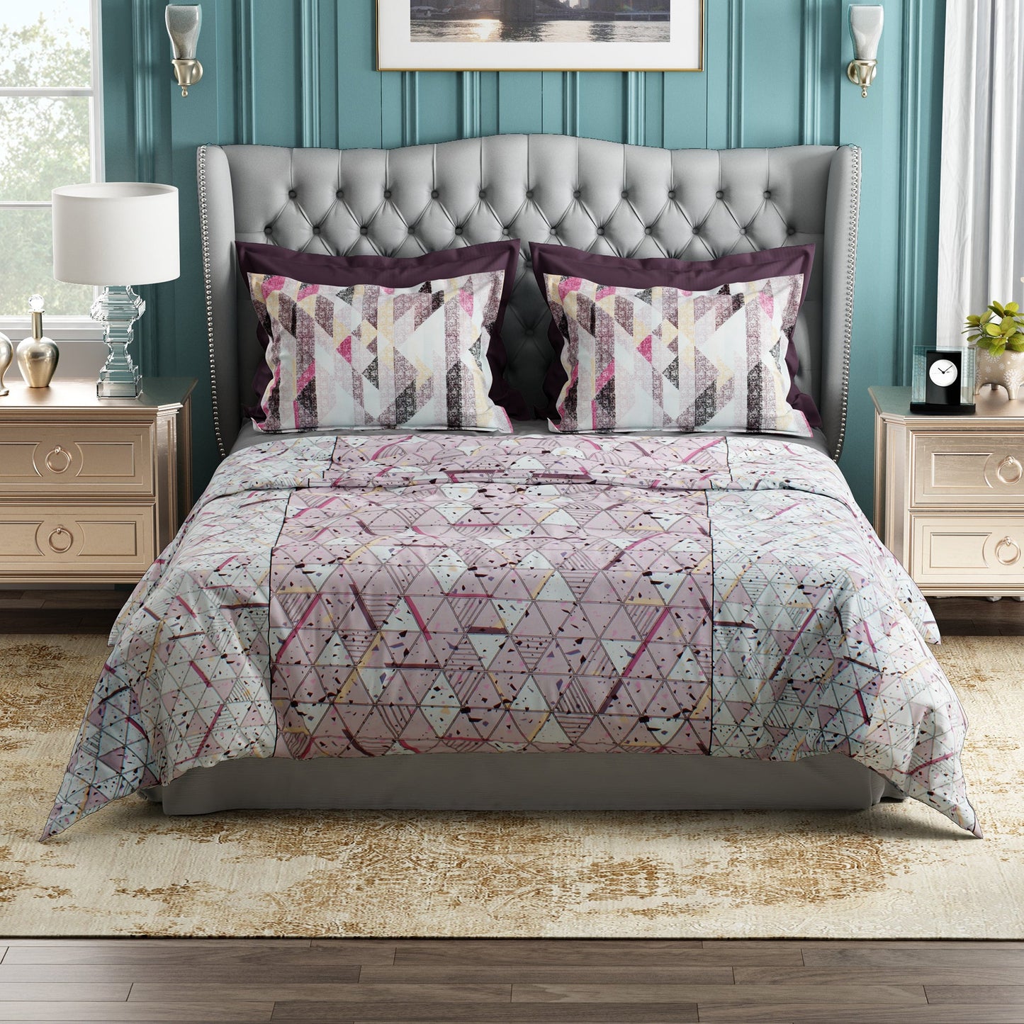 Studio Luxurious 144 TC 100% Cotton Pink Double Bedsheet