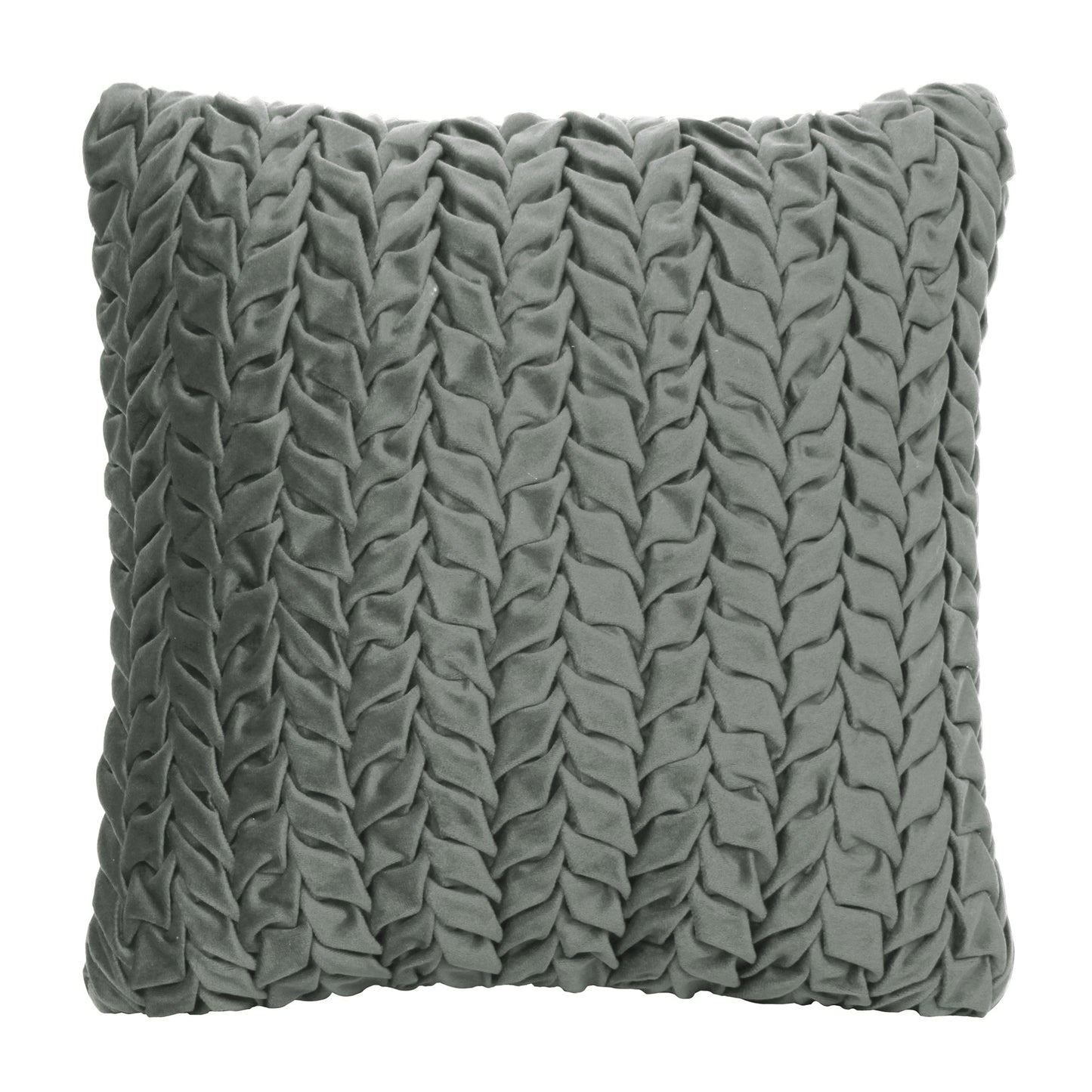 Grey Smocked Velvet Polyster SPLENDORA CUSHION COVER