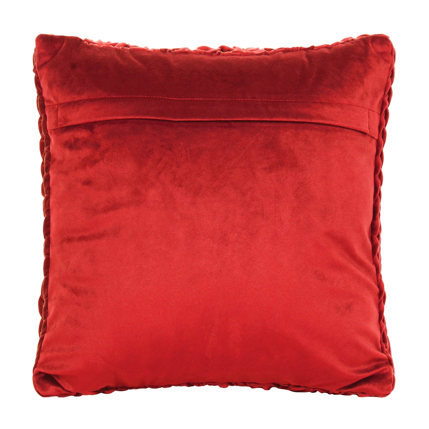 Red Smocked Velvet Polyster SPLENDORA CUSHION COVER