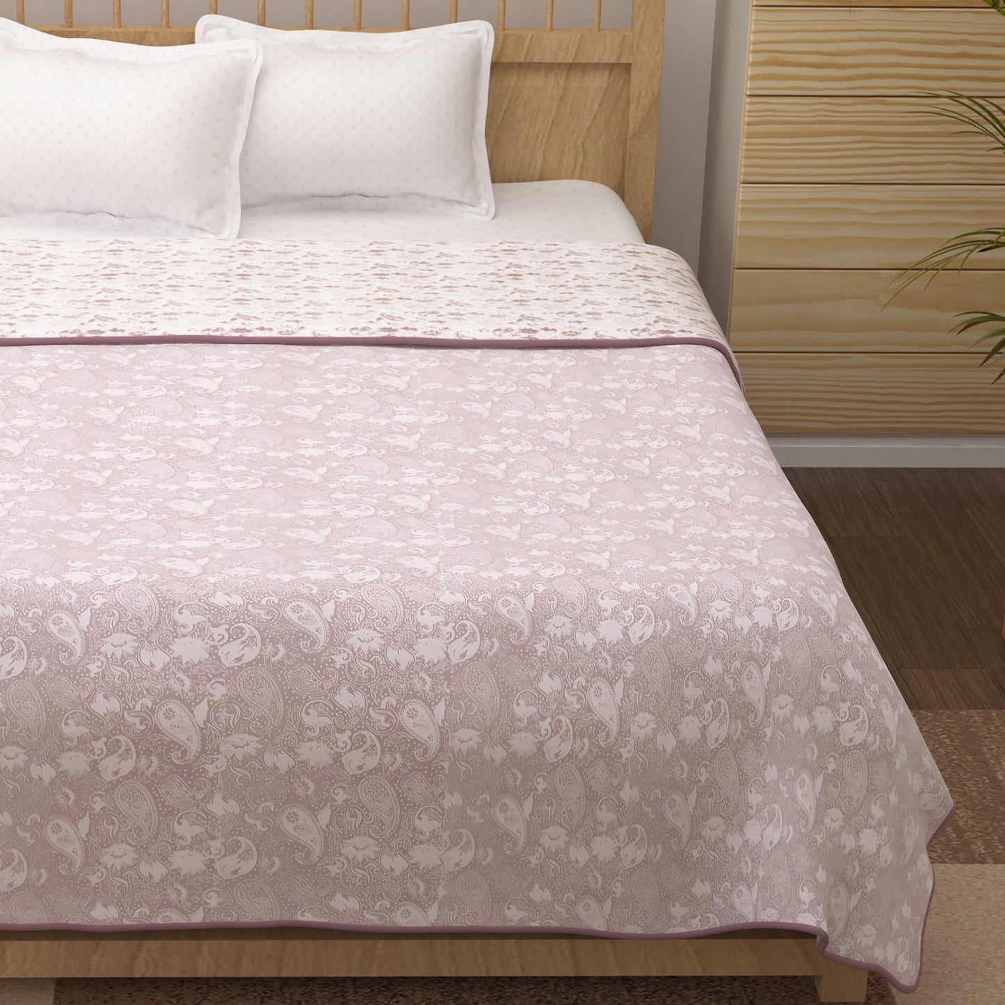 Super Soft Reversible Purple & White Motif Cotton Double Dohar