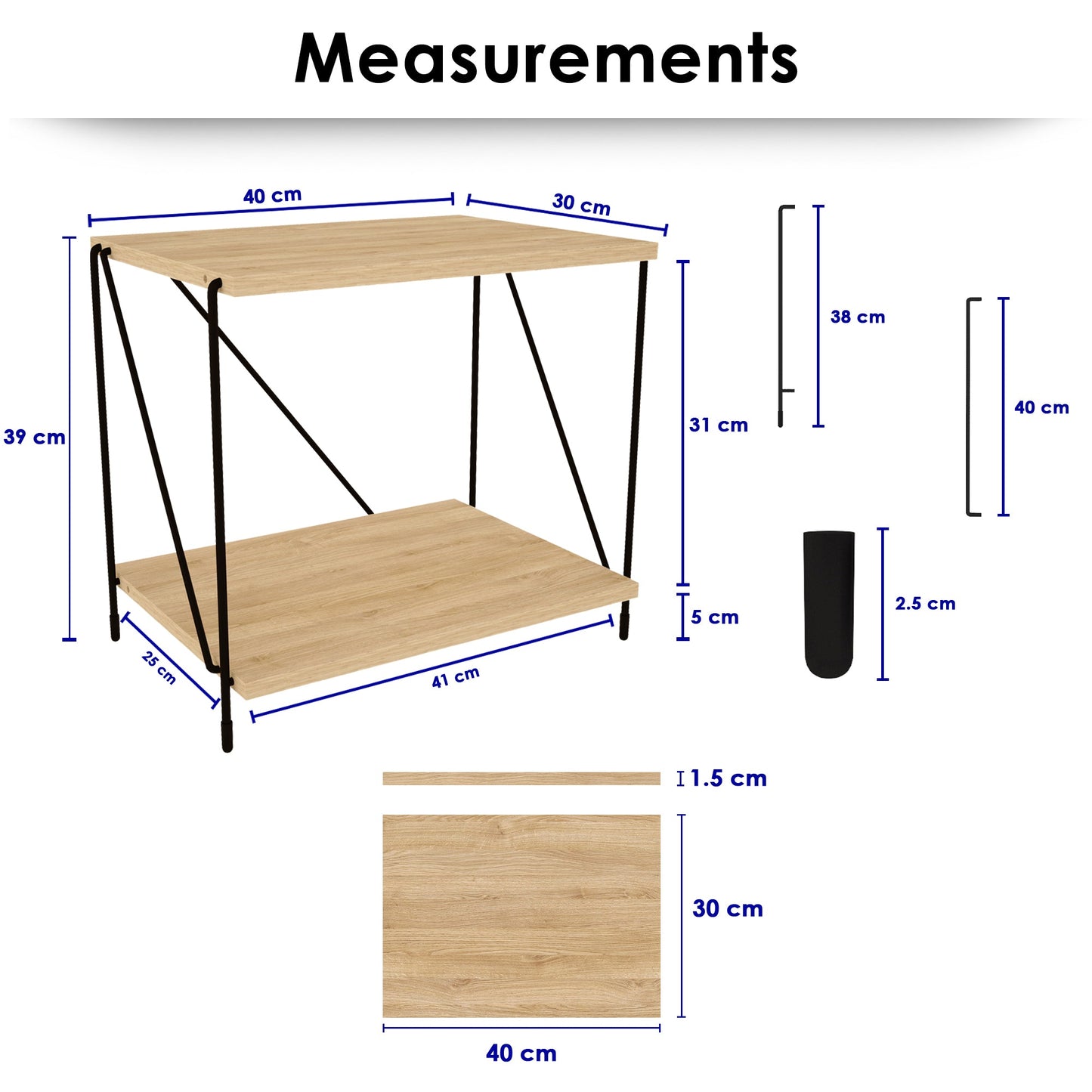 Lazywud DIY String Rack Bed Side Table For Bedroom and Corner Table for Living Room (Summer Oak)